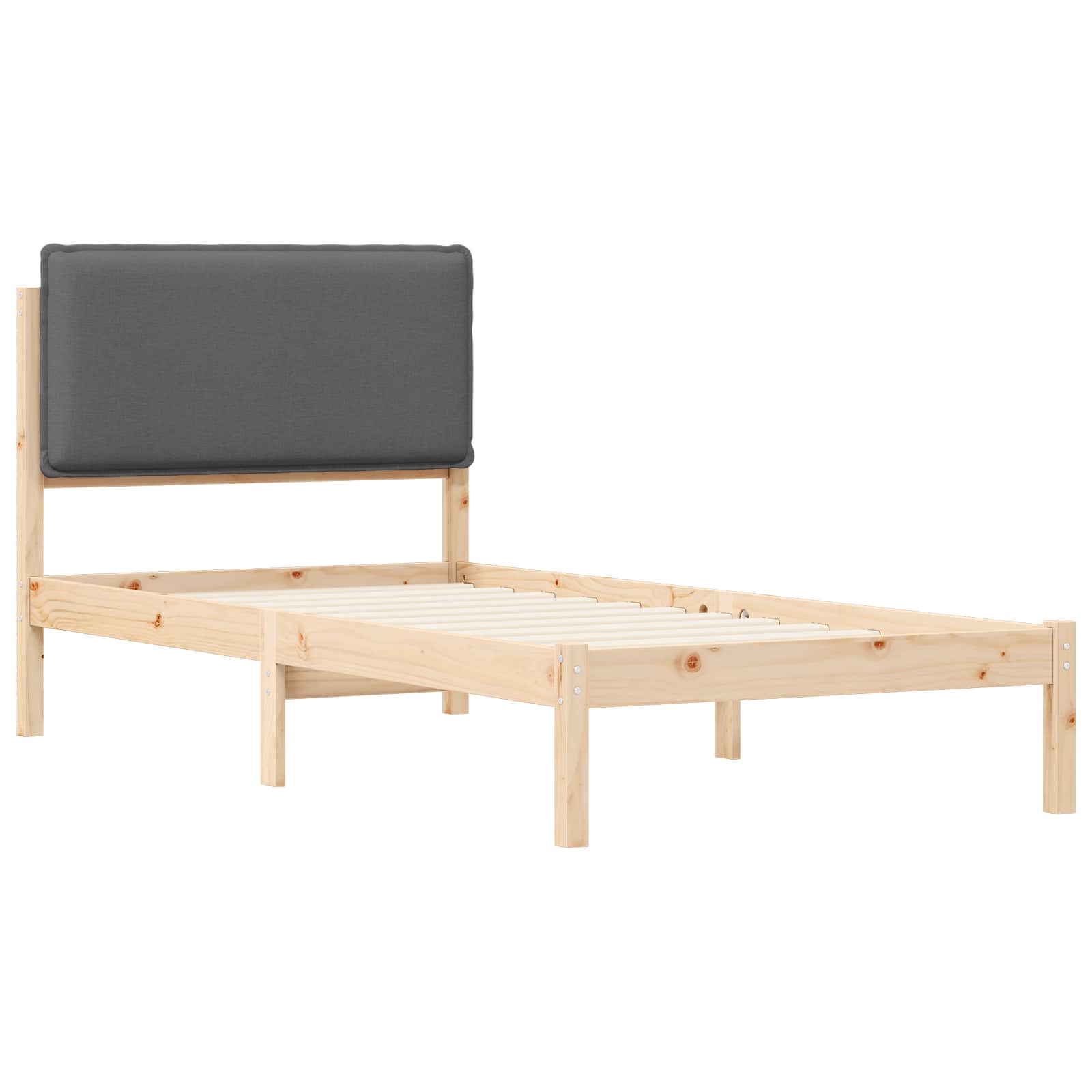 Bettgestell mit gepolstertem Kopfteil Dunkelgrau 90 x 190 cm