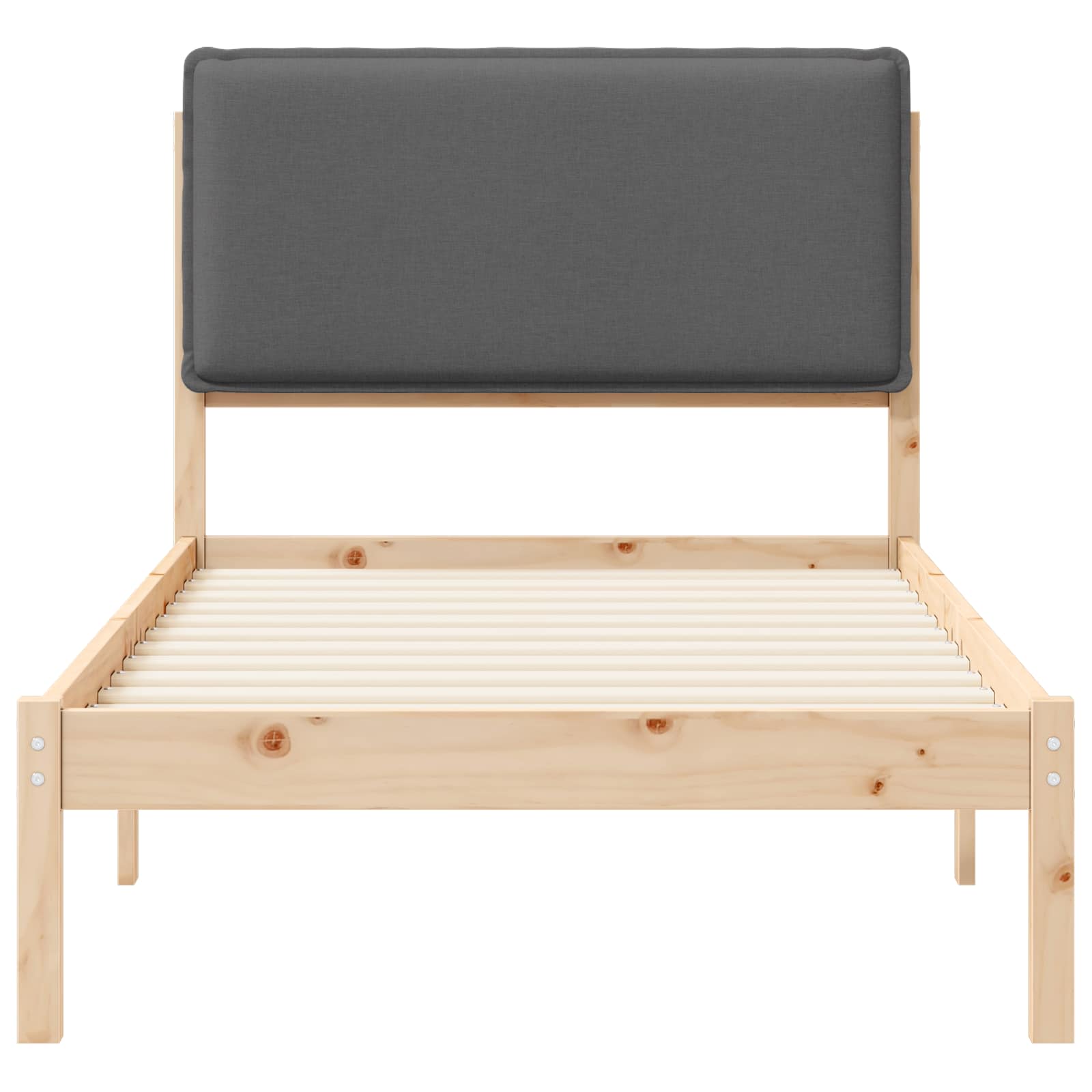Bettgestell mit gepolstertem Kopfteil Dunkelgrau 90 x 190 cm