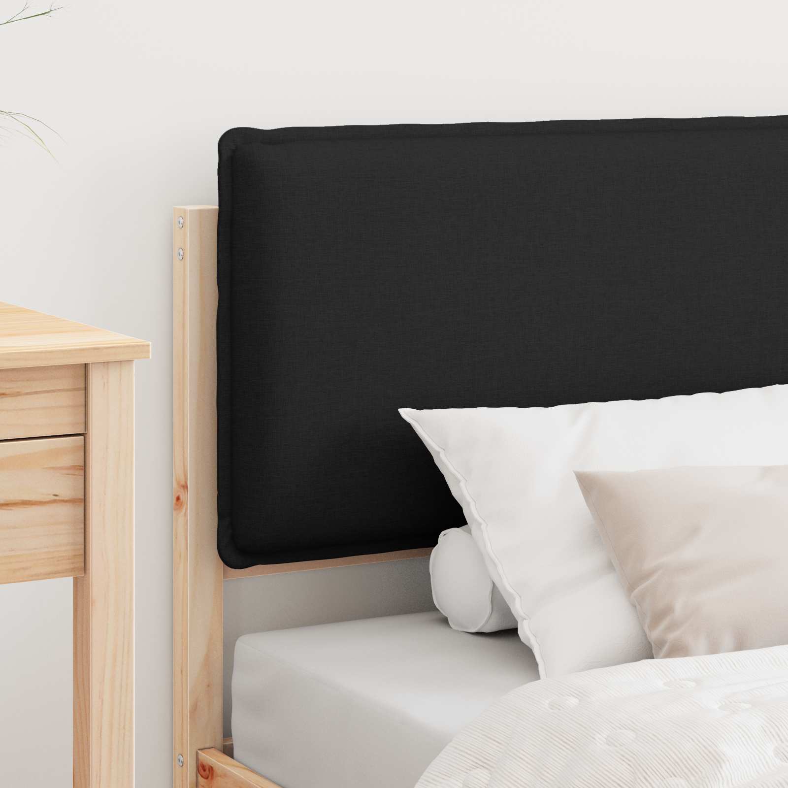 Bettgestell mit gepolstertem Kopfteil Schwarz 90 x 190 cm