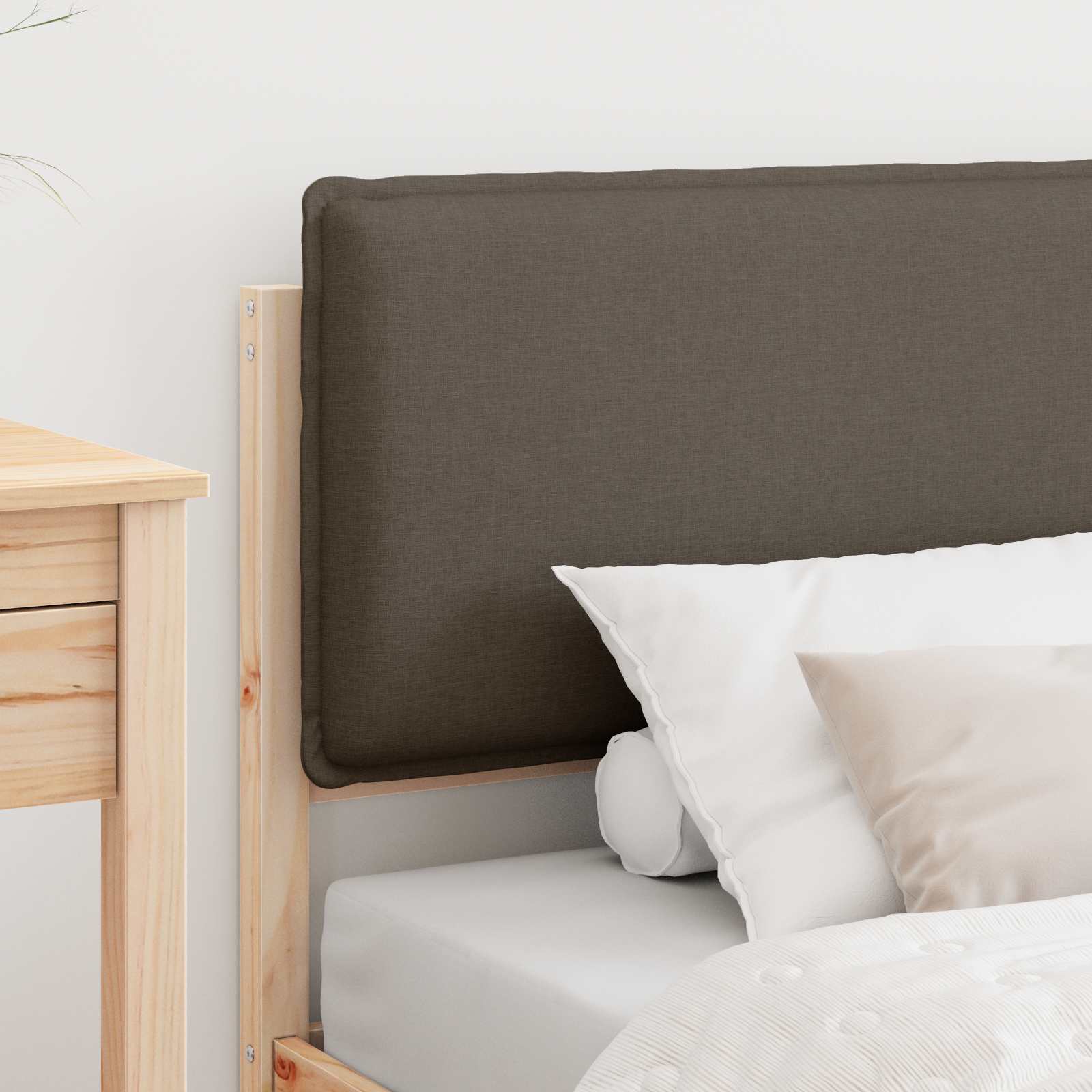 Bettgestell mit gepolstertem Kopfteil Taupe 75 x 190 cm