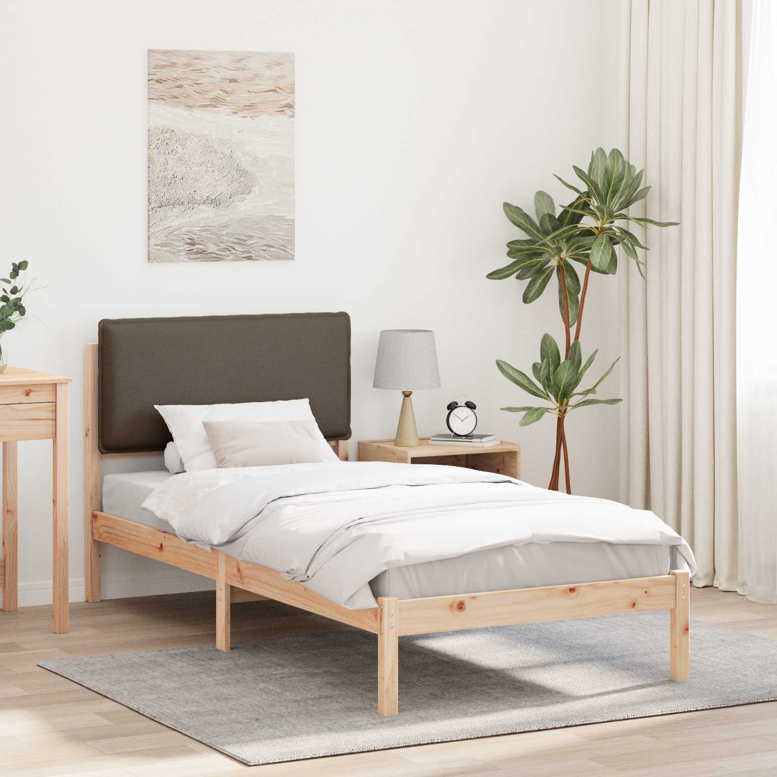 Bettgestell mit gepolstertem Kopfteil Taupe 75 x 190 cm