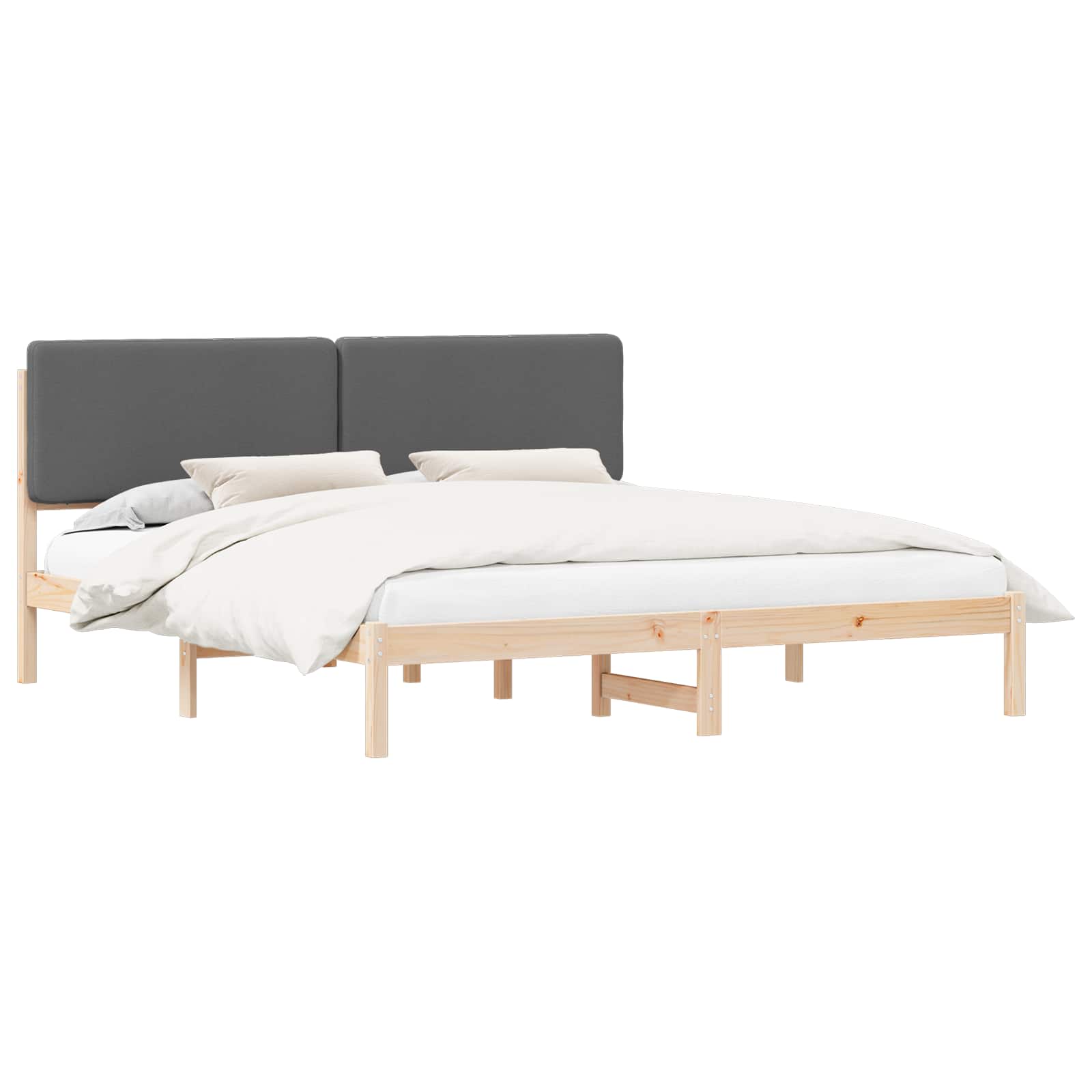 Bettgestell mit gepolstertem Kopfteil Dunkelgrau 180 x 200 cm