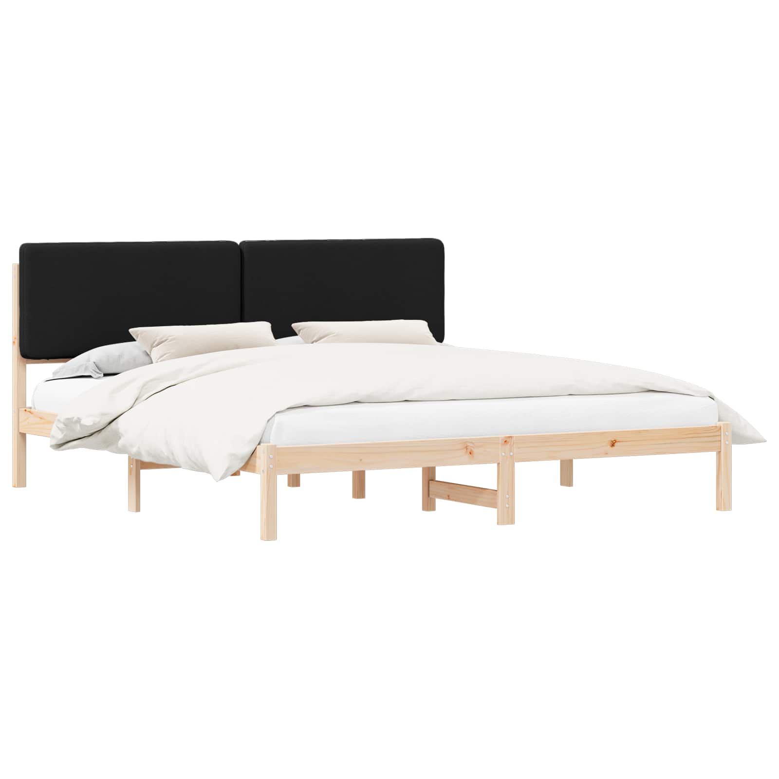 Bettgestell mit gepolstertem Kopfteil Schwarz 180 x 200 cm