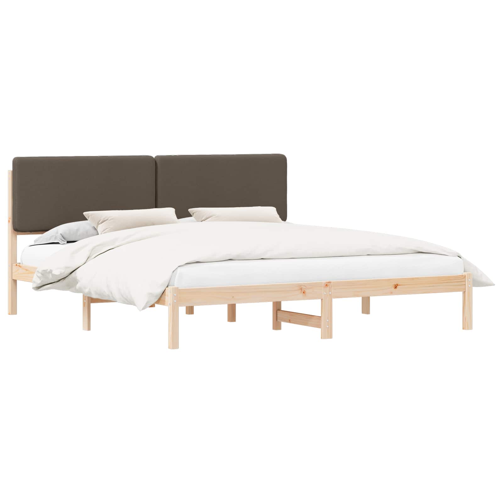 Bettgestell mit gepolstertem Kopfteil Taupe 180 x 200 cm