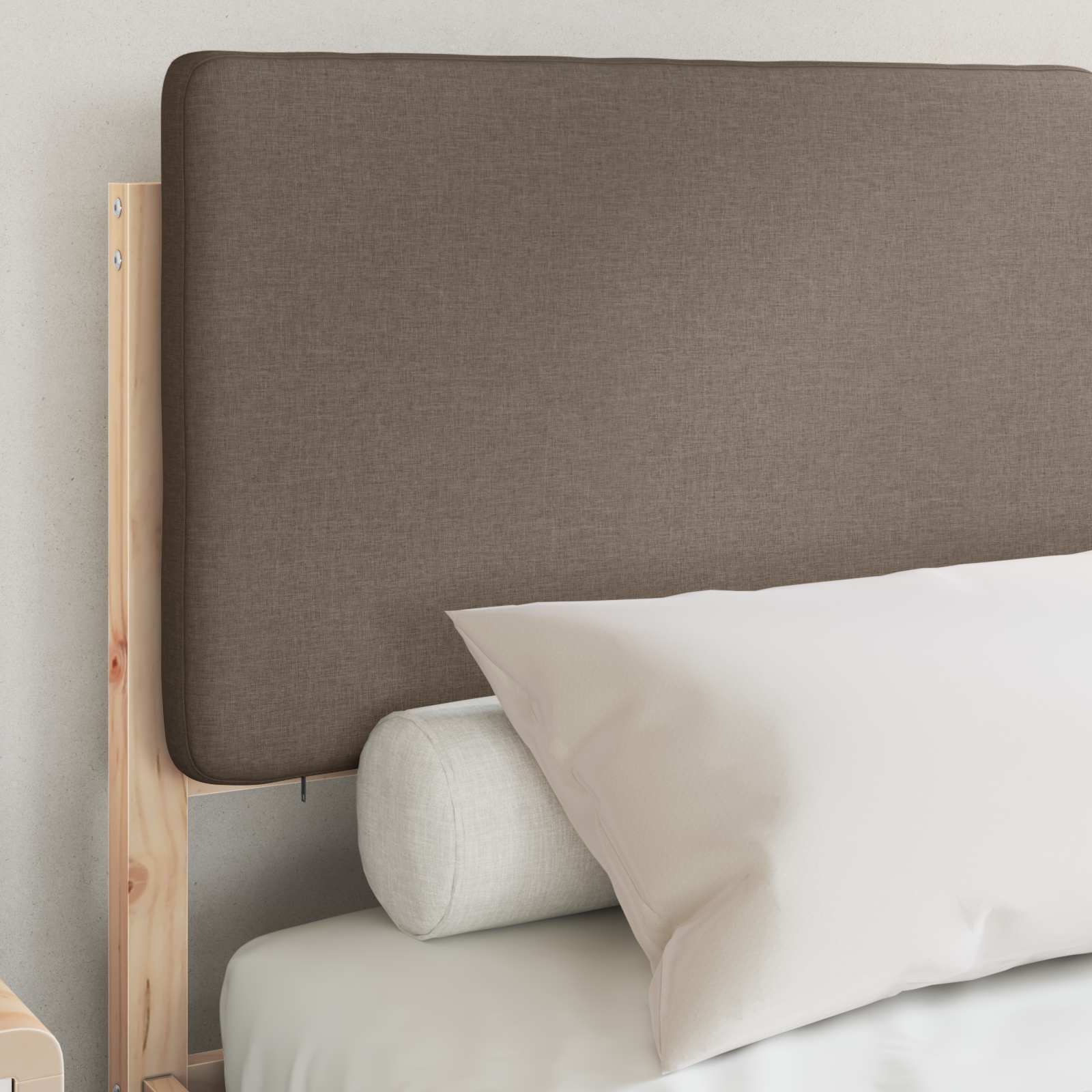 Bettgestell mit gepolstertem Kopfteil Taupe 150 x 200 cm