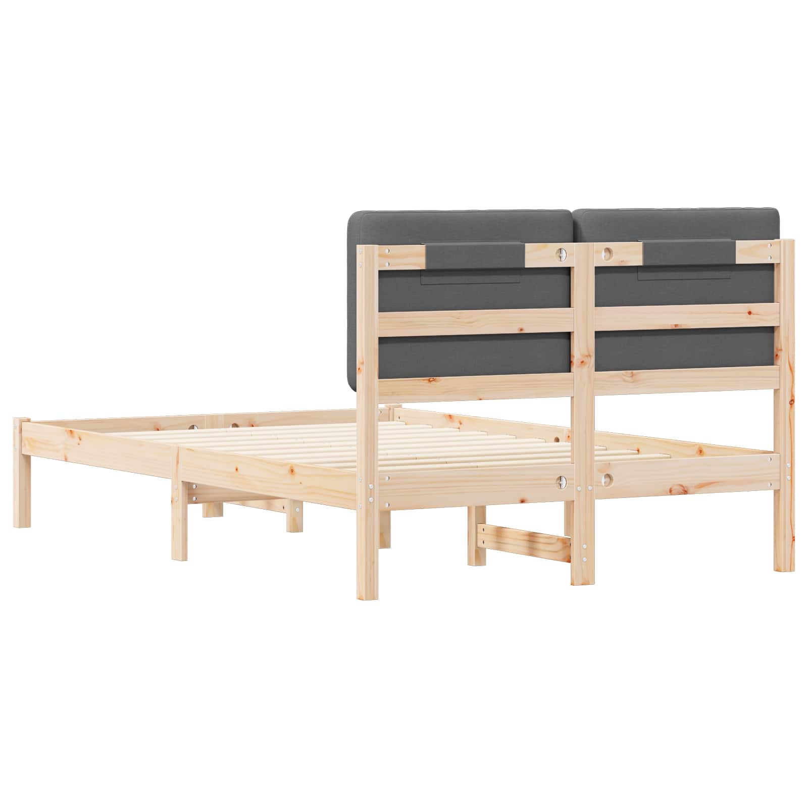 Bettgestell mit gepolstertem Kopfteil Dunkelgrau 135 x 190 cm