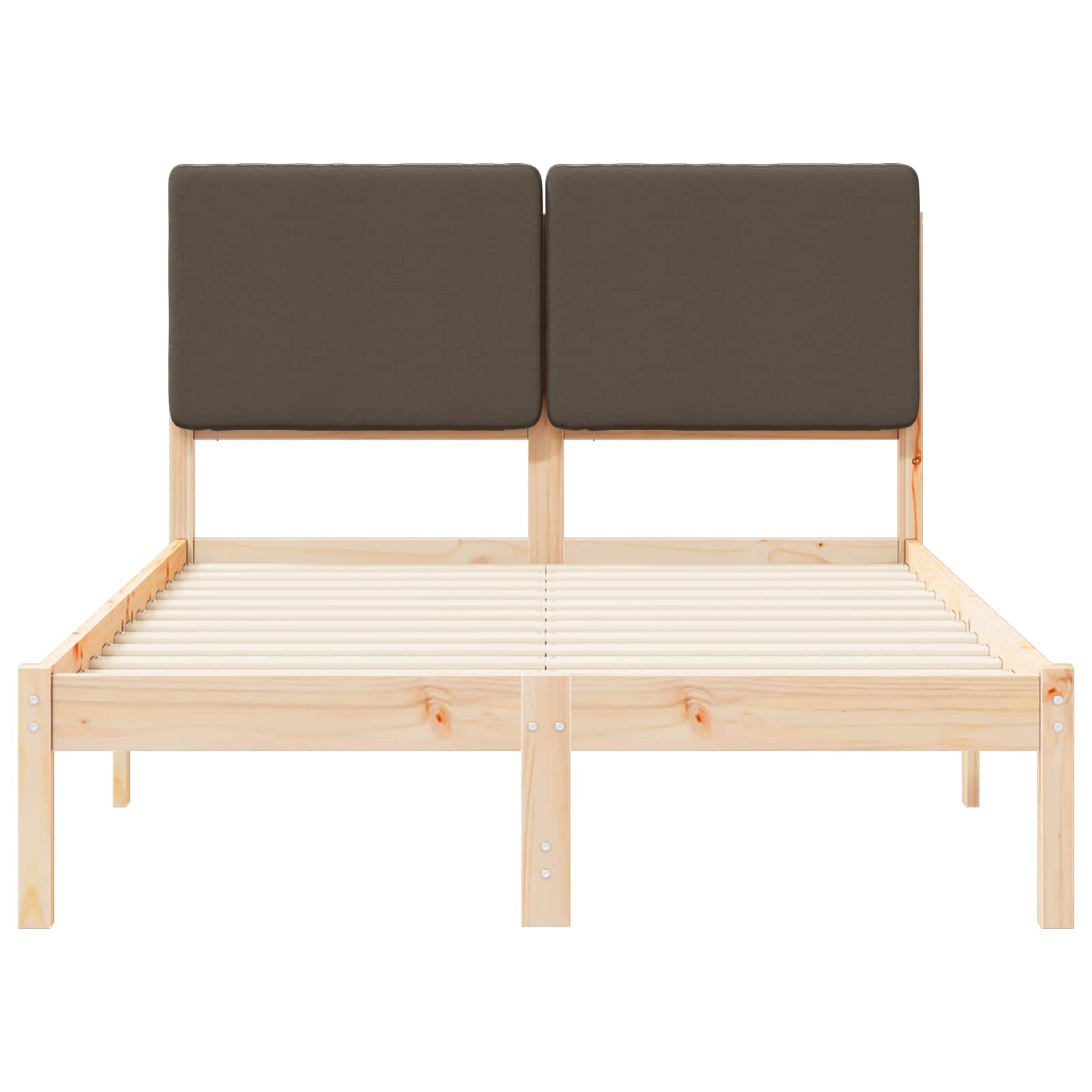 Bettgestell mit gepolstertem Kopfteil Taupe 135 x 190 cm