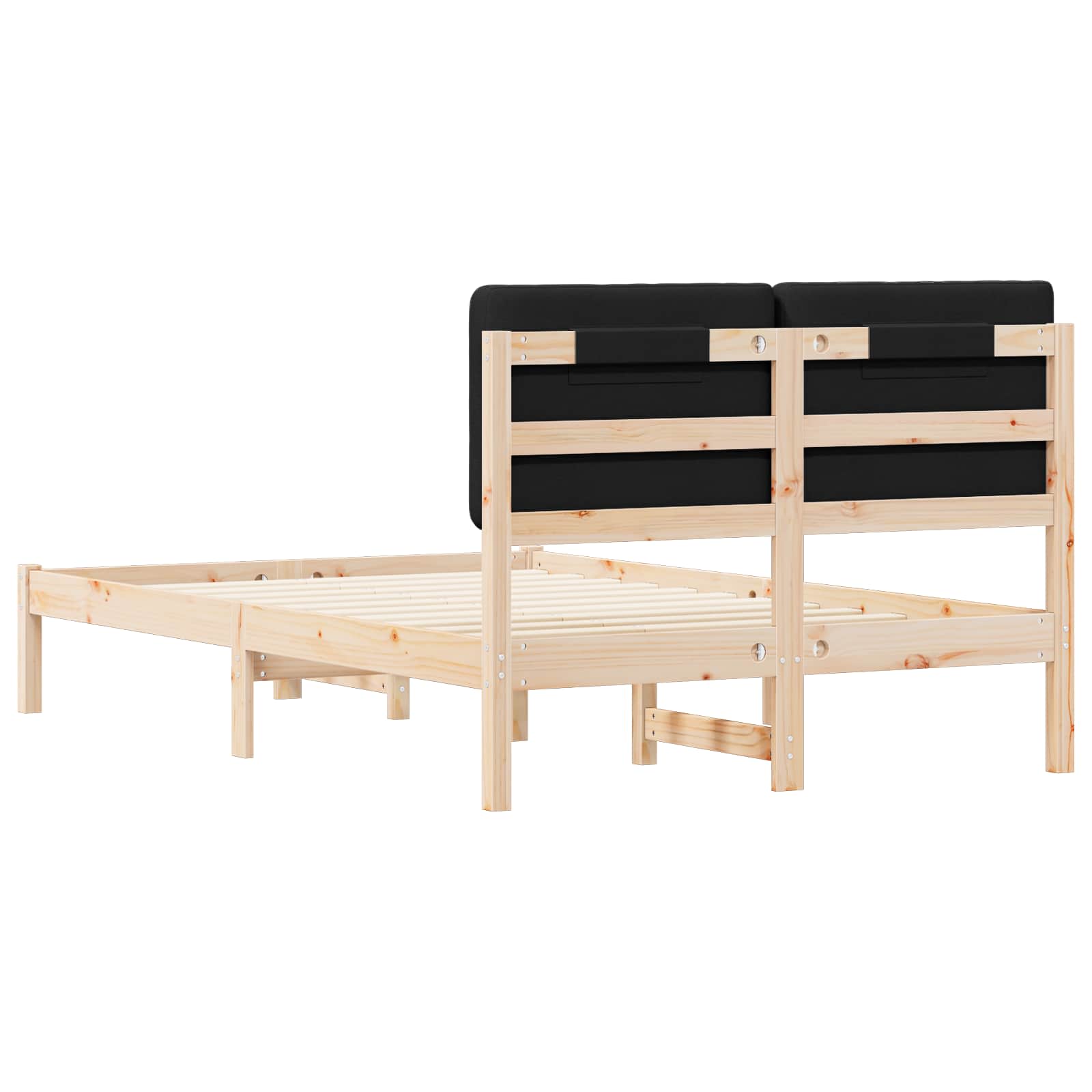 Bettgestell mit gepolstertem Kopfteil Schwarz 120 x 190 cm