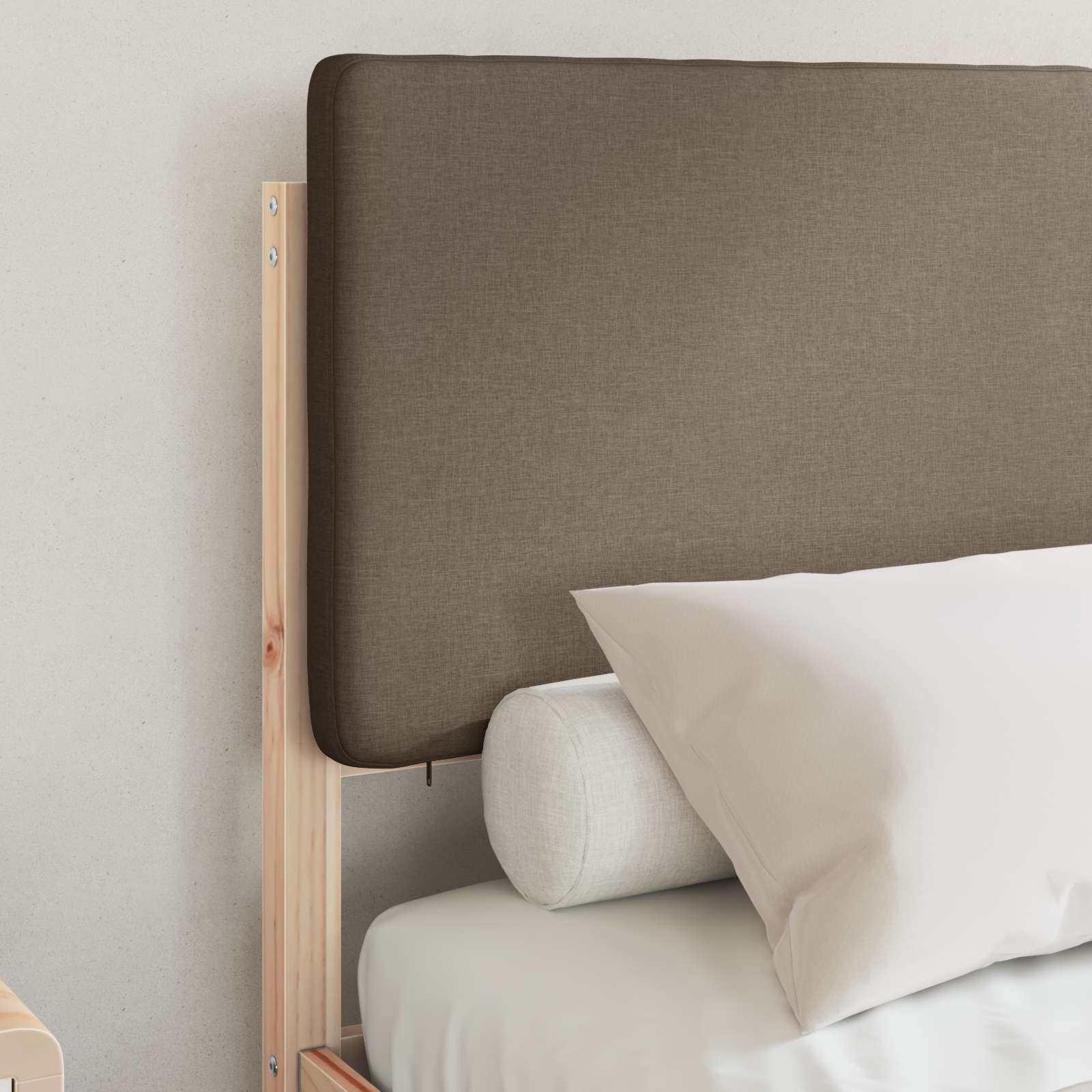 Bettgestell mit gepolstertem Kopfteil Taupe 120 x 190 cm