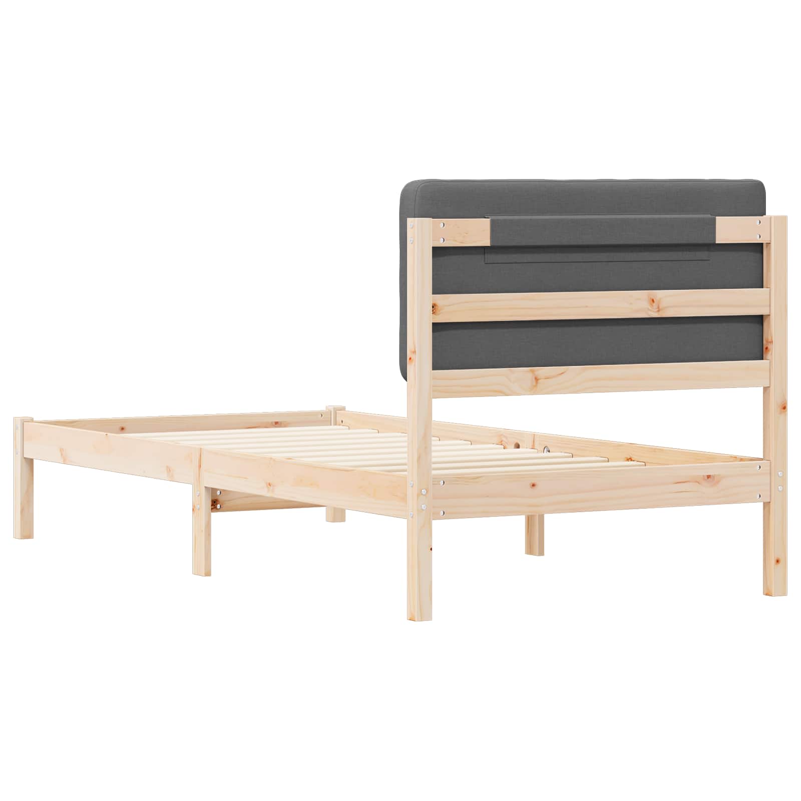 Bettgestell mit gepolstertem Kopfteil Dunkelgrau 100 x 200 cm