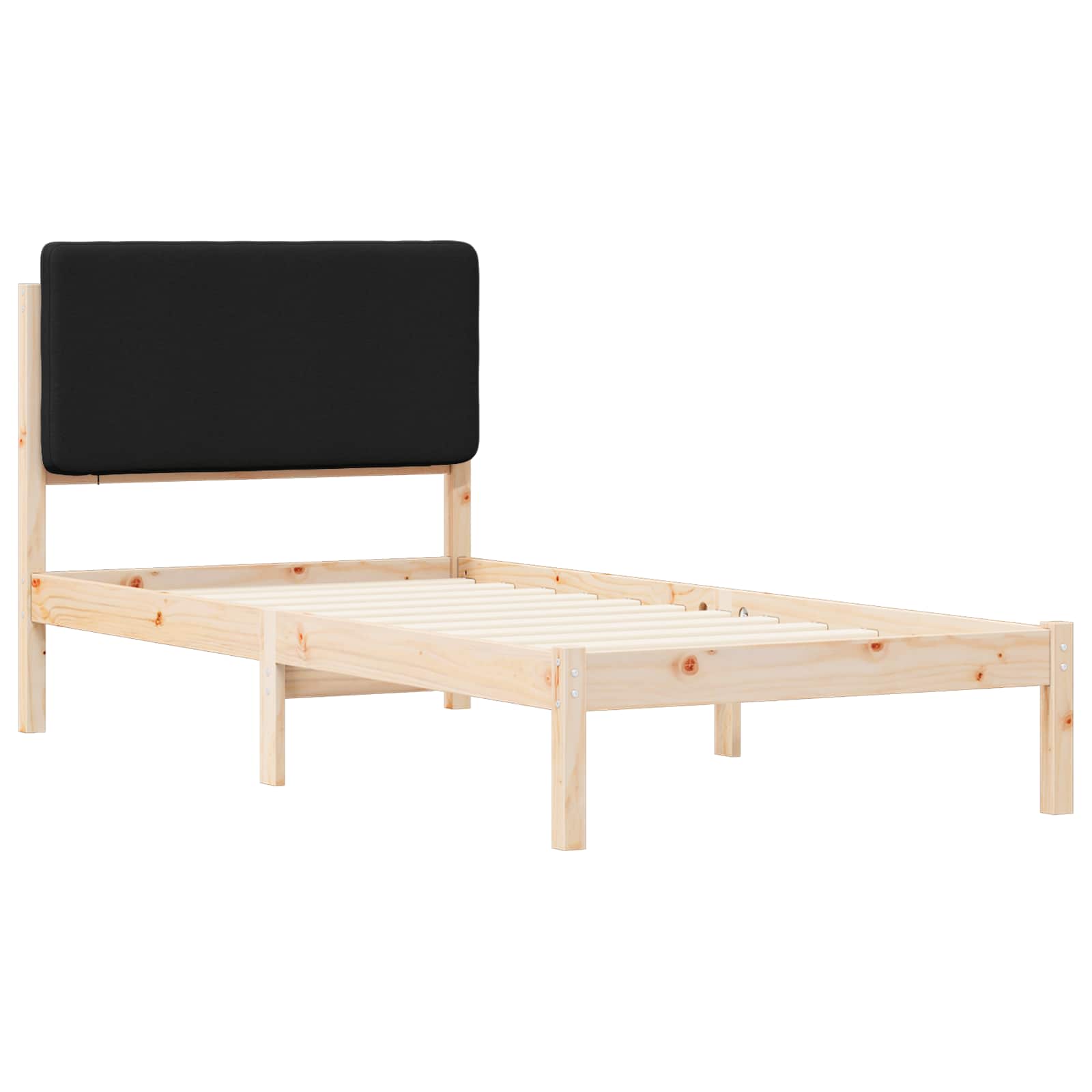 Bettgestell mit gepolstertem Kopfteil Schwarz 90 x 200 cm