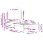 Bettgestell mit gepolstertem Kopfteil Hellgrau 90 x 200 cm
