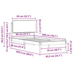 Bettgestell mit gepolstertem Kopfteil Dunkelgrau 80 x 200 cm