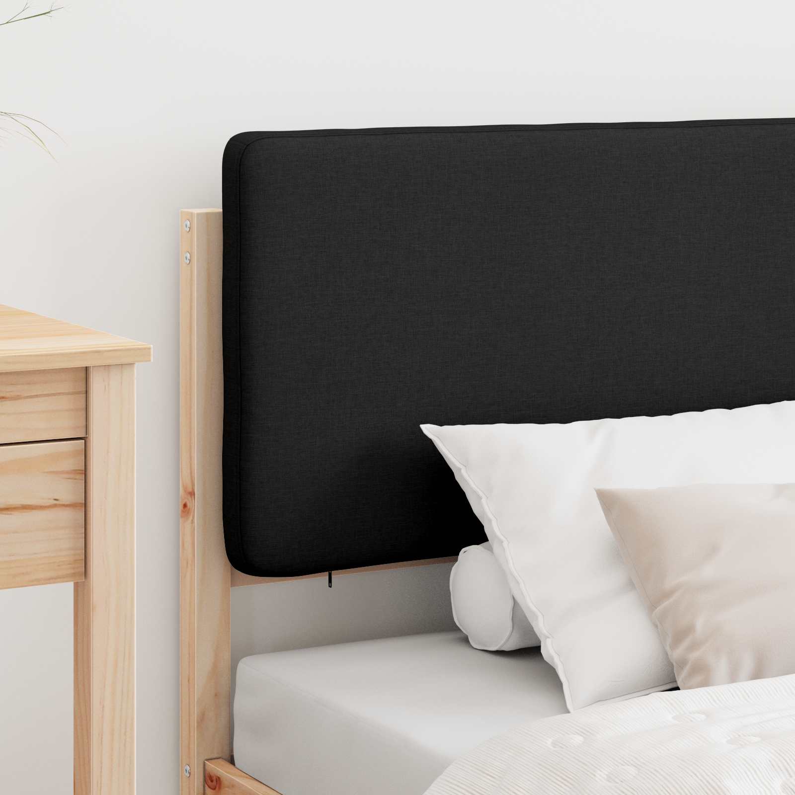 Bettgestell mit gepolstertem Kopfteil Schwarz 90 x 190 cm