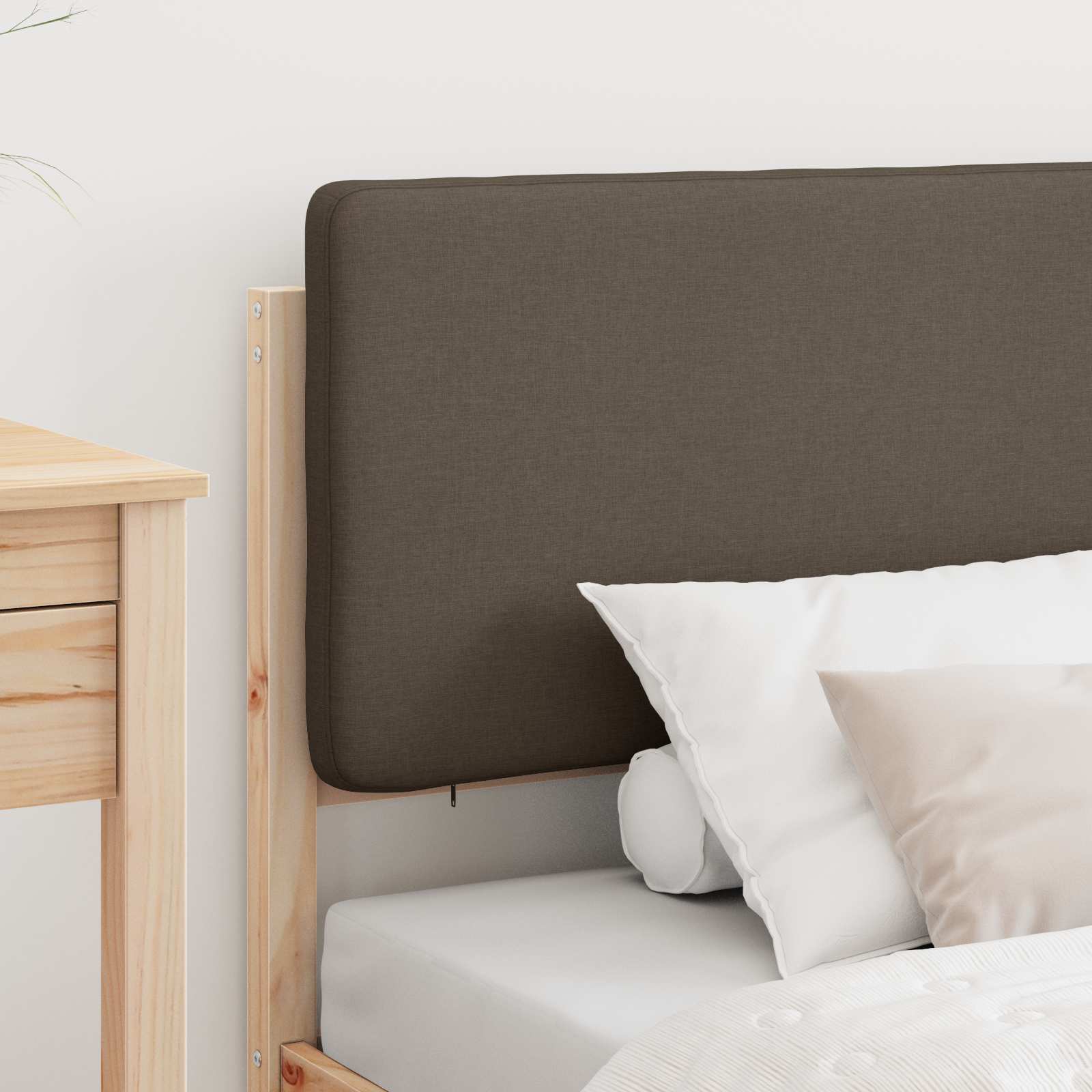 Bettgestell mit gepolstertem Kopfteil Taupe 90 x 190 cm