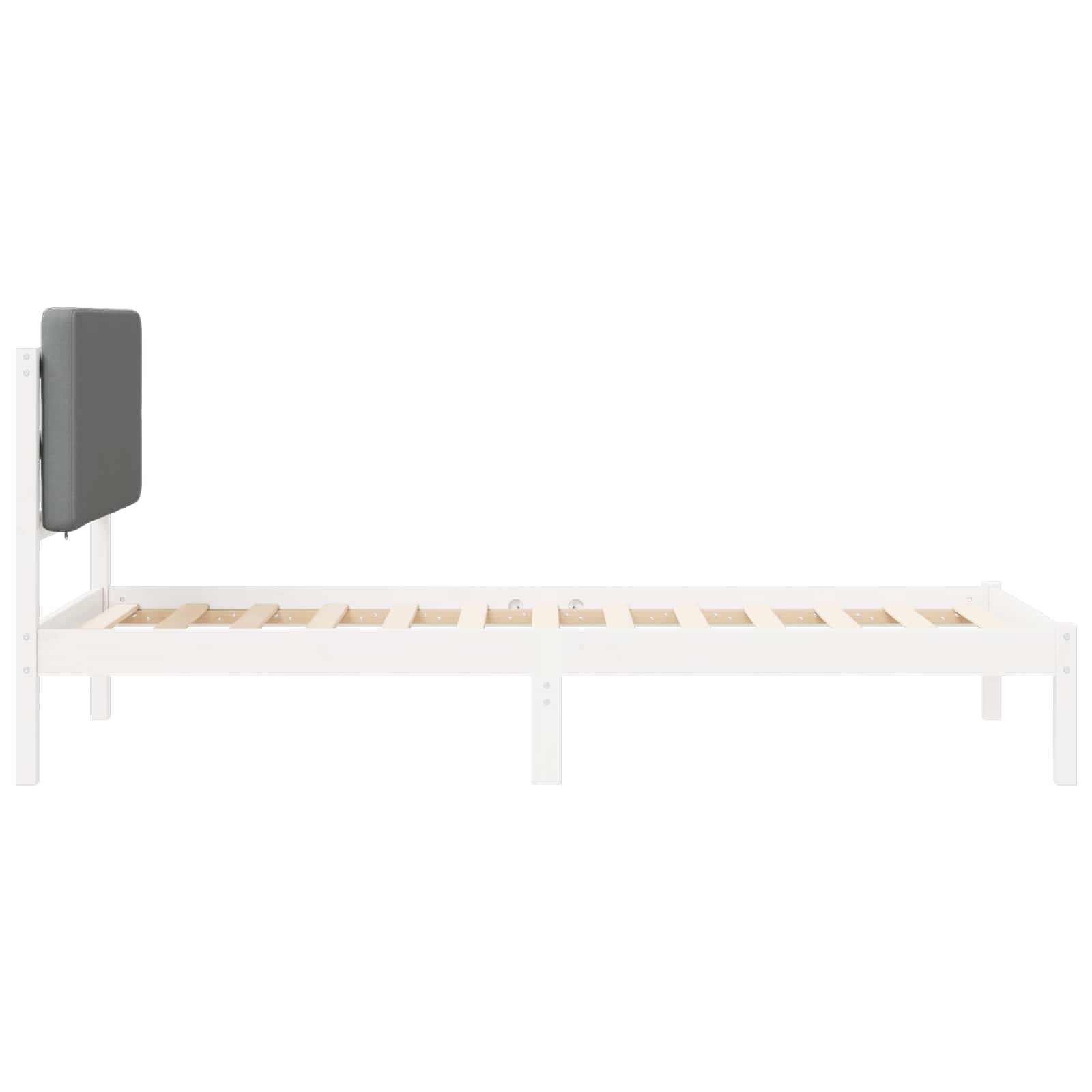 Bettgestell mit gepolstertem Kopfteil Hellgrau 75 x 190 cm