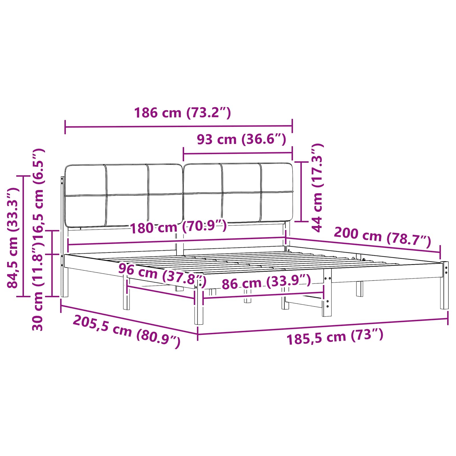 Bettgestell mit gepolstertem Kopfteil Taupe 180 x 200 cm