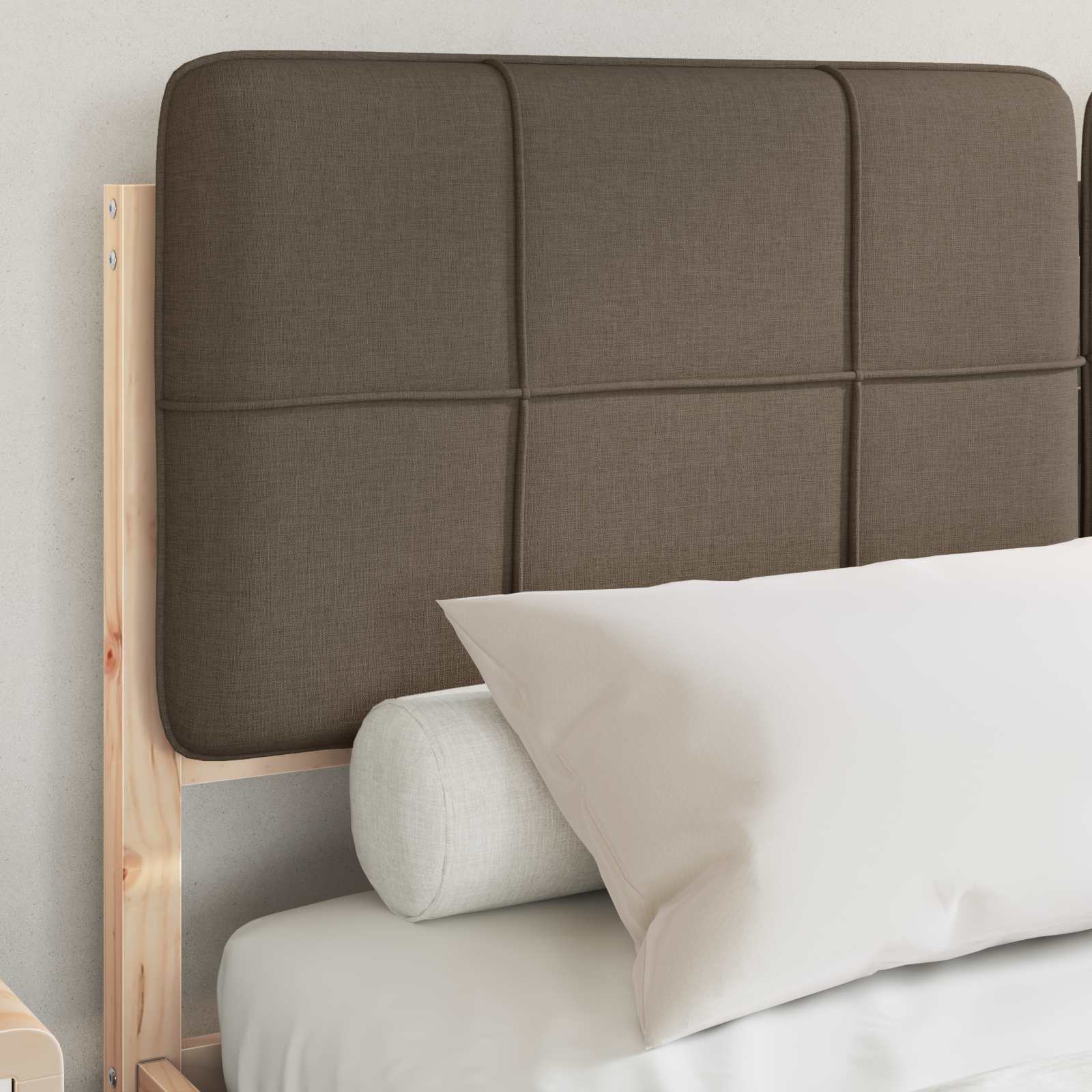 Bettgestell mit gepolstertem Kopfteil Taupe 150 x 200 cm