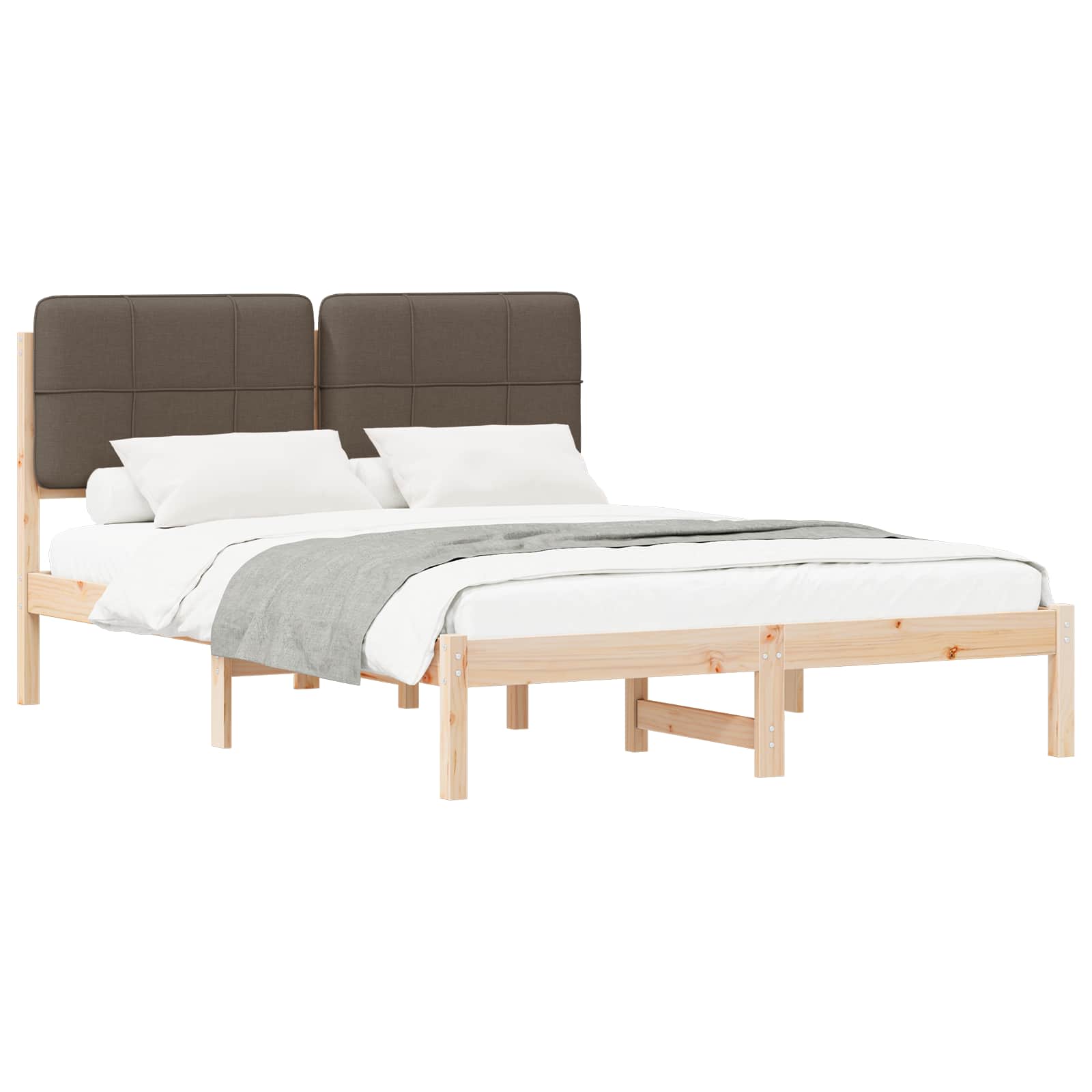 Bettgestell mit gepolstertem Kopfteil Taupe 150 x 200 cm