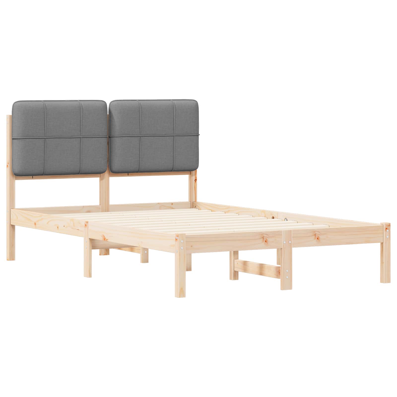 Bettgestell mit gepolstertem Kopfteil Hellgrau 120 x 200 cm