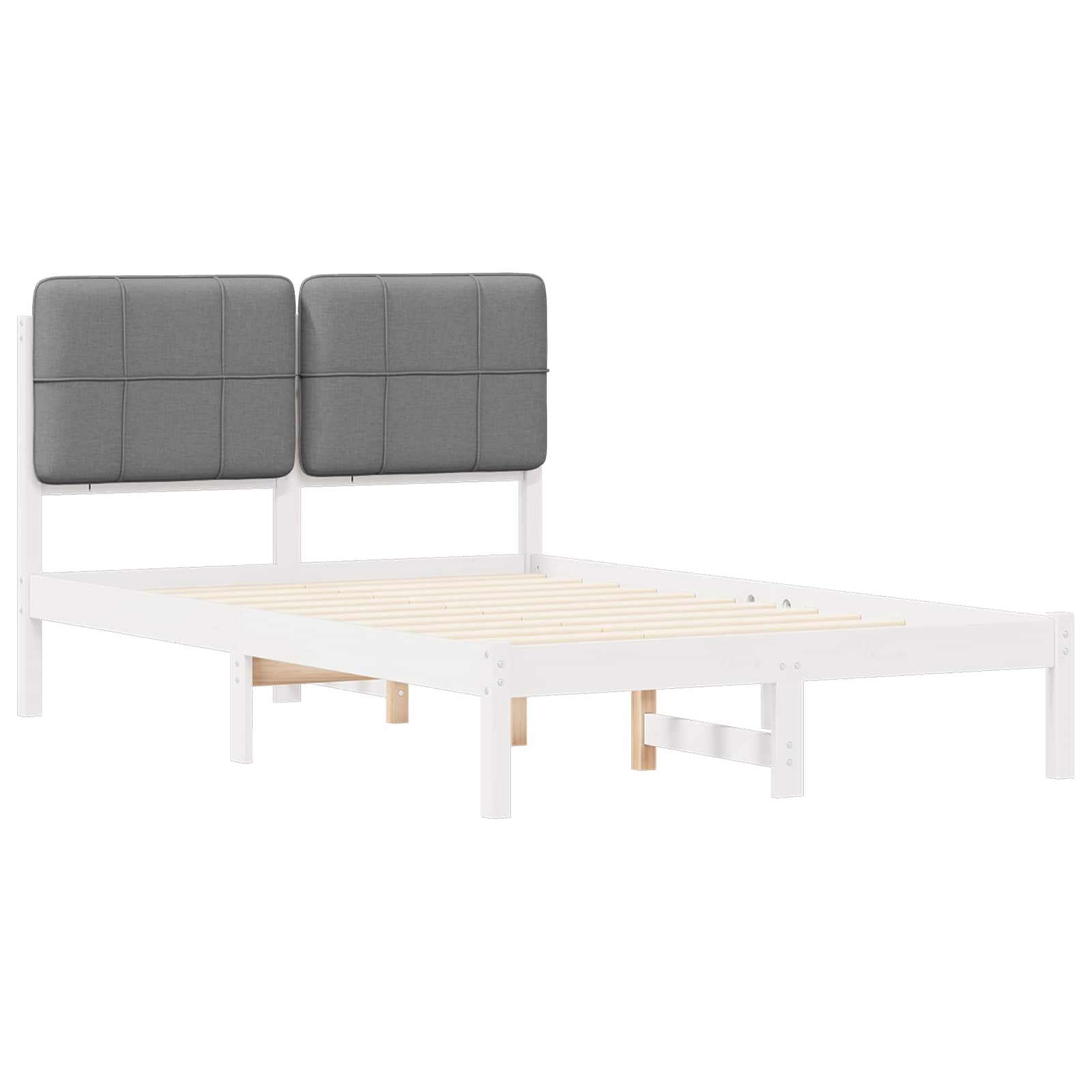 Bettgestell mit gepolstertem Kopfteil Hellgrau 120 x 200 cm