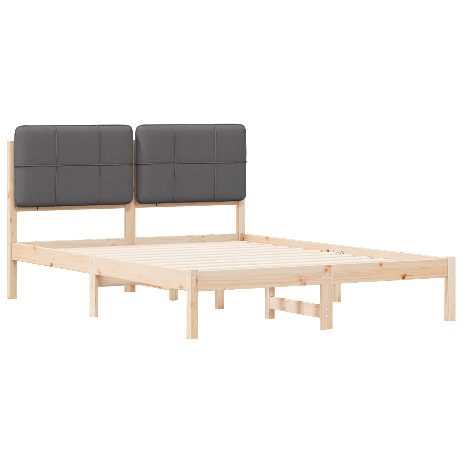 Bettgestell mit gepolstertem Kopfteil Dunkelgrau 140 x 190 cm