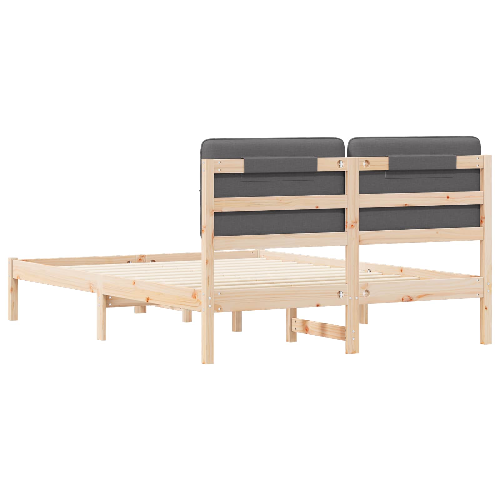 Bettgestell mit gepolstertem Kopfteil Dunkelgrau 135 x 190 cm
