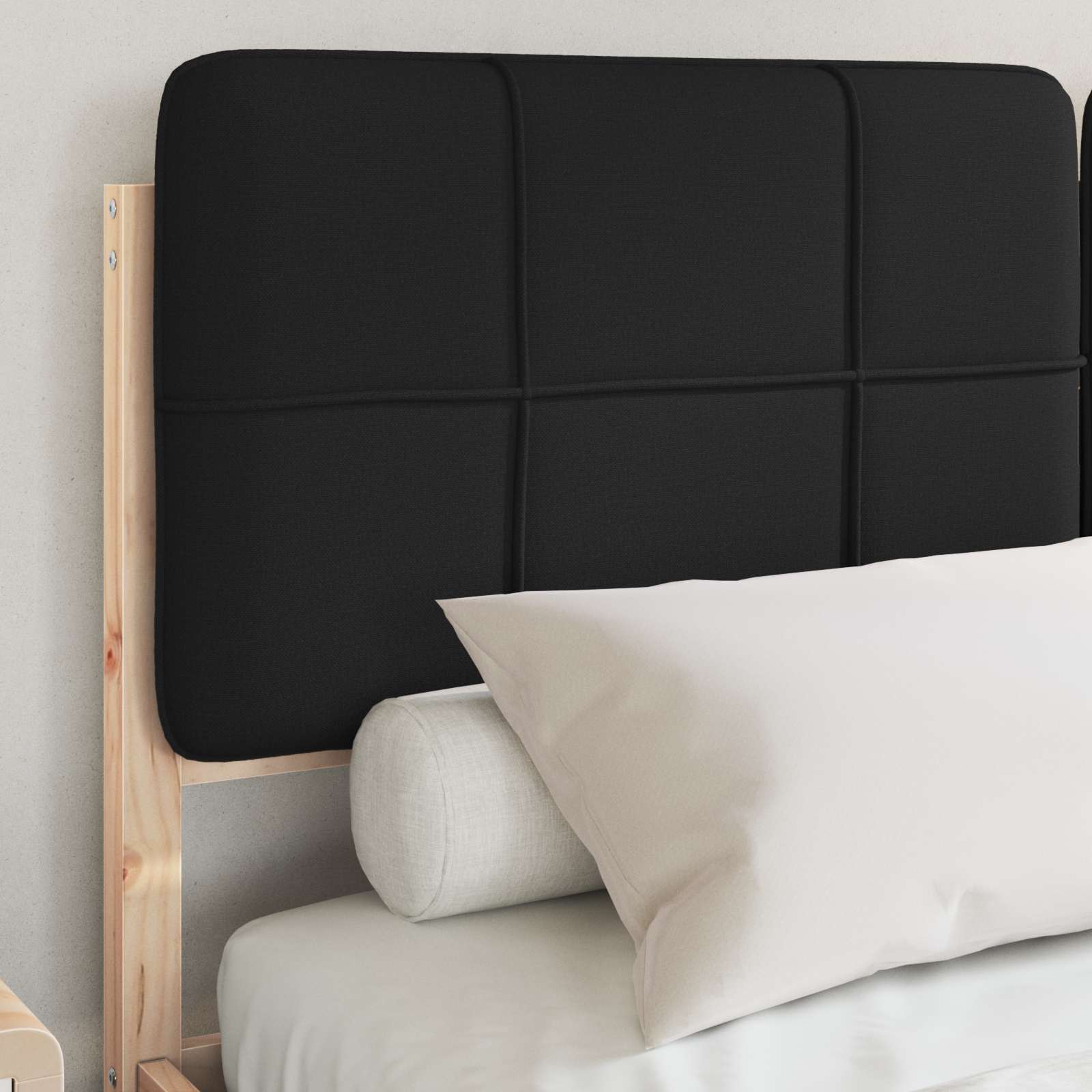 Bettgestell mit gepolstertem Kopfteil Schwarz 135 x 190 cm