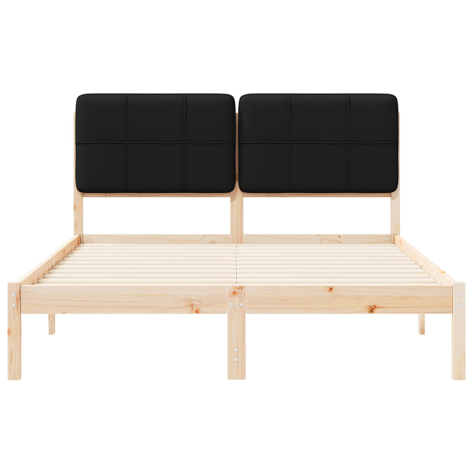 Bettgestell mit gepolstertem Kopfteil Schwarz 135 x 190 cm