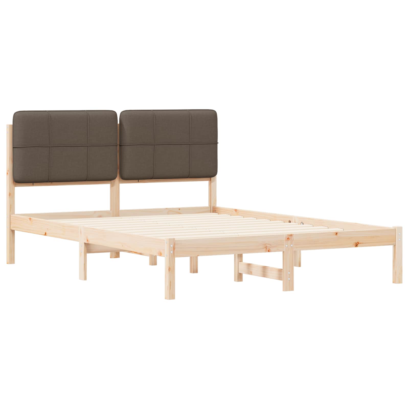 Bettgestell mit gepolstertem Kopfteil Taupe 135 x 190 cm