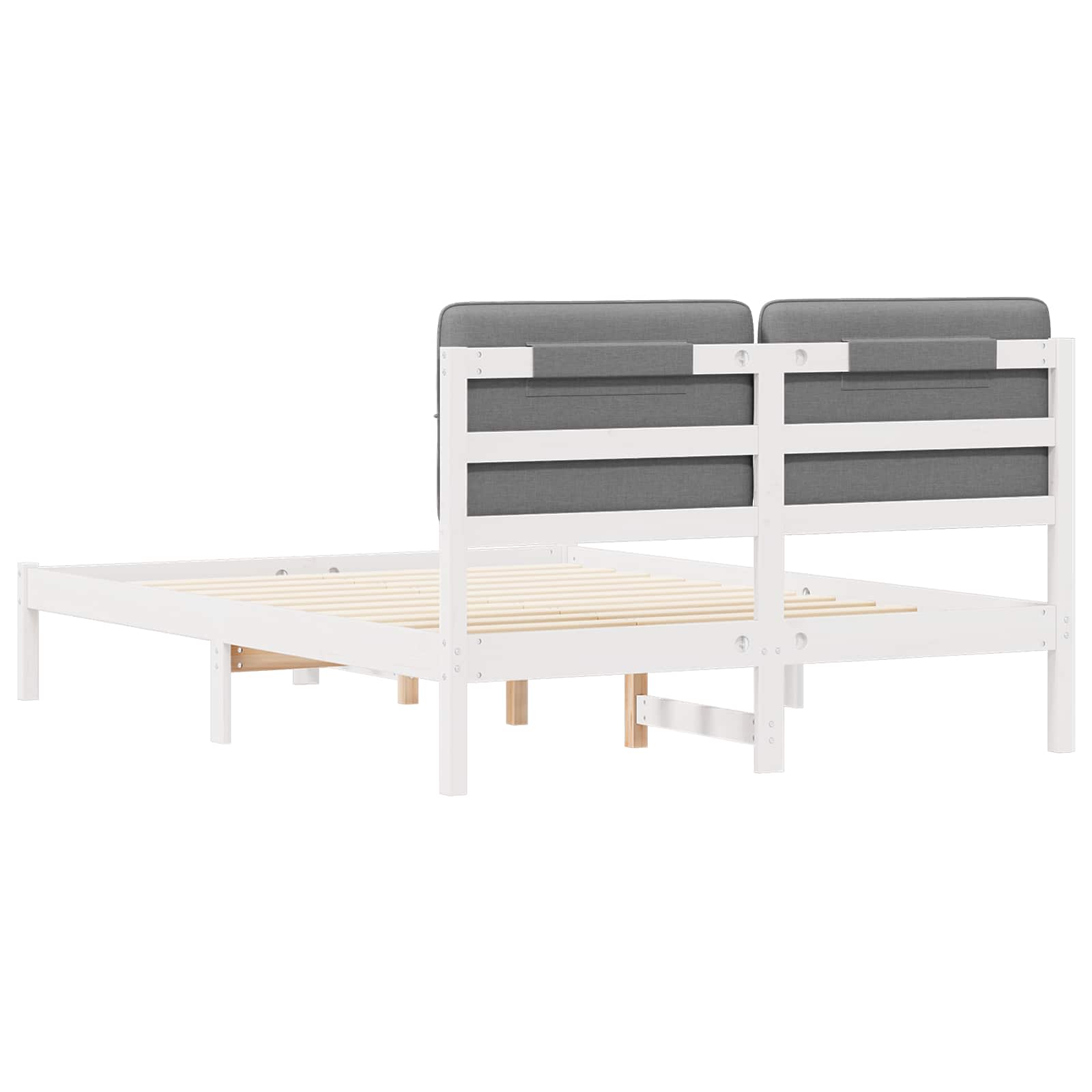 Bettgestell mit gepolstertem Kopfteil Hellgrau 135 x 190 cm