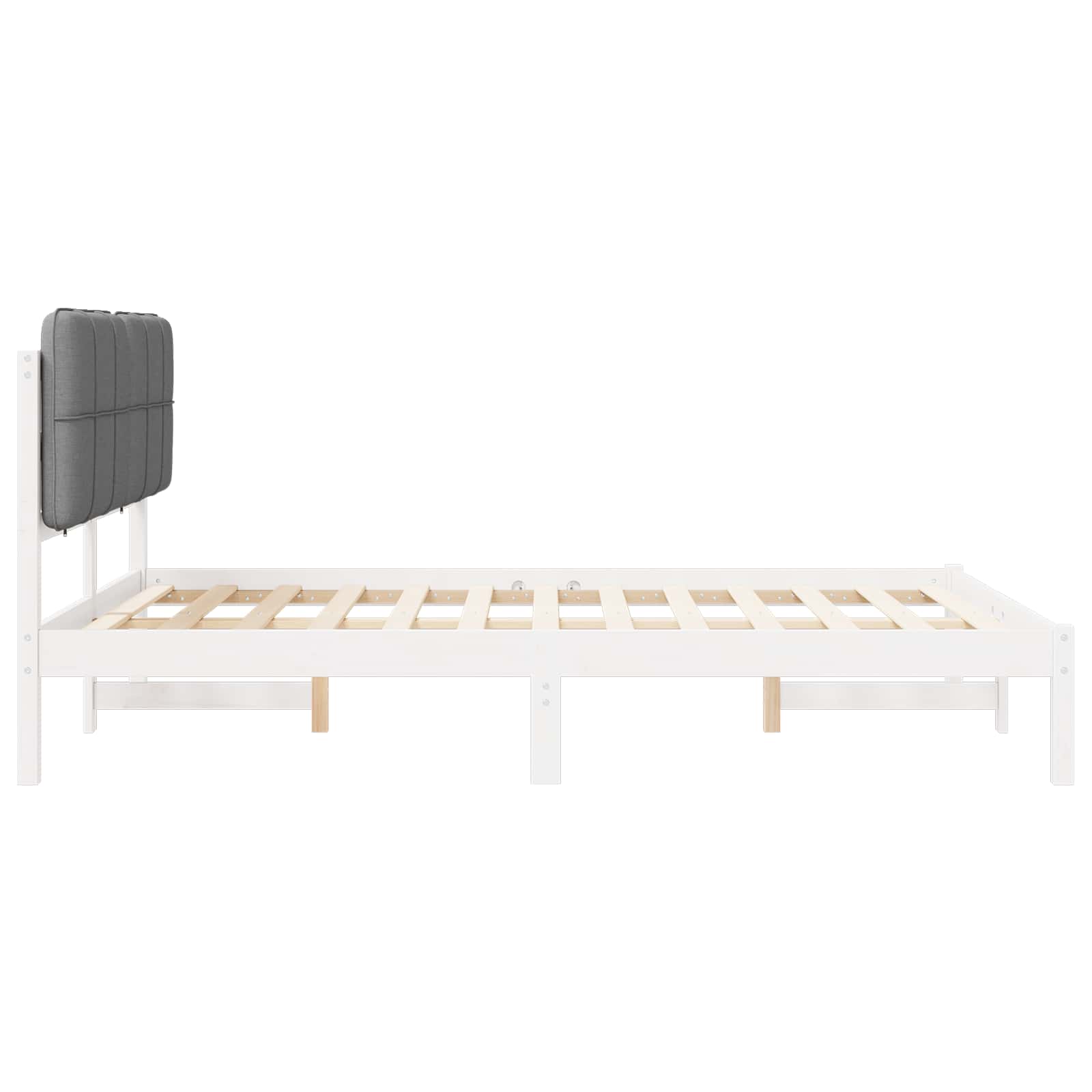 Bettgestell mit gepolstertem Kopfteil Hellgrau 135 x 190 cm