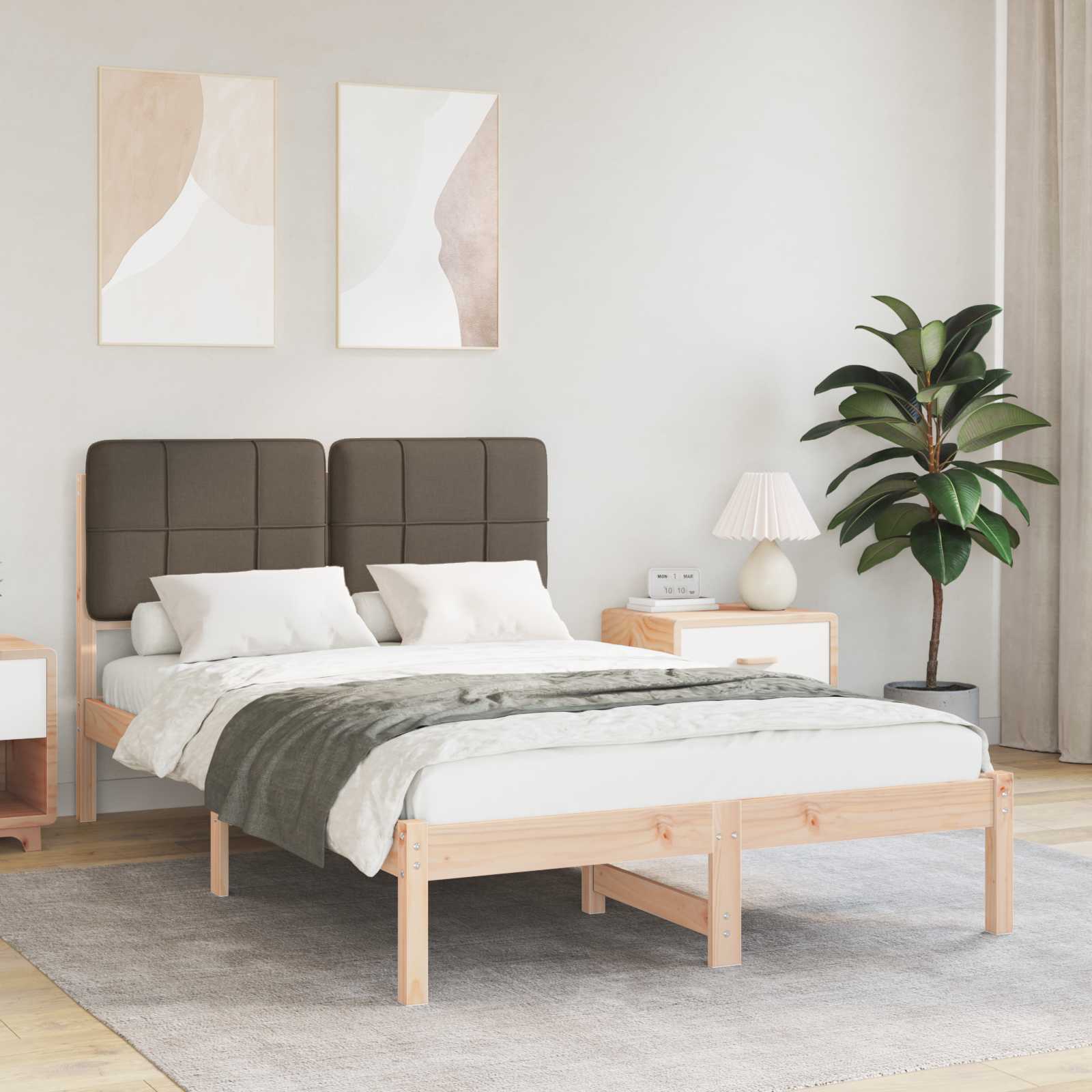 Bettgestell mit gepolstertem Kopfteil Taupe 120 x 190 cm