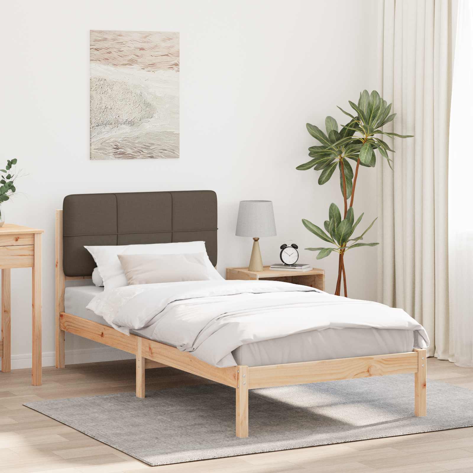 Bettgestell mit gepolstertem Kopfteil Taupe 100 x 200 cm