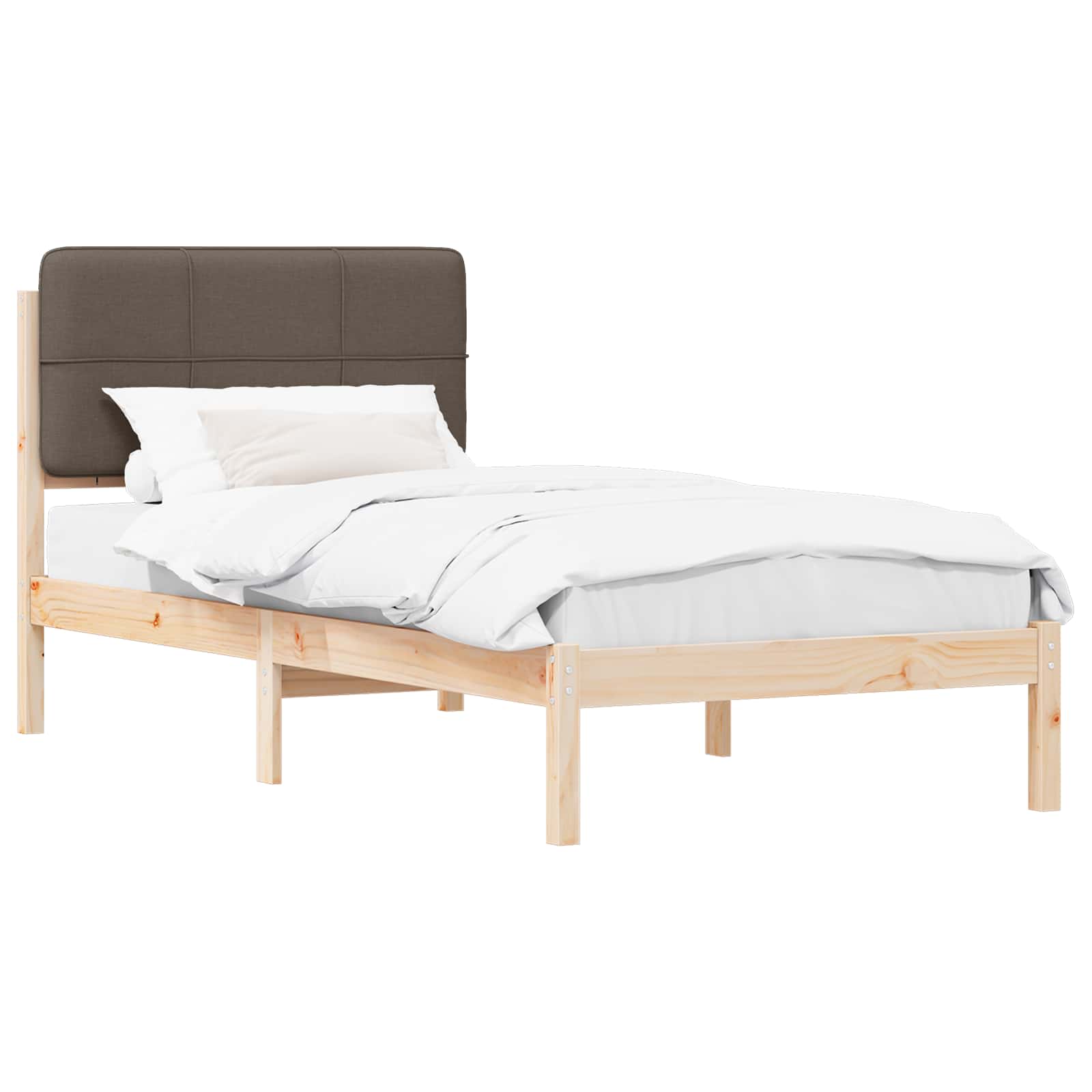 Bettgestell mit gepolstertem Kopfteil Taupe 100 x 200 cm