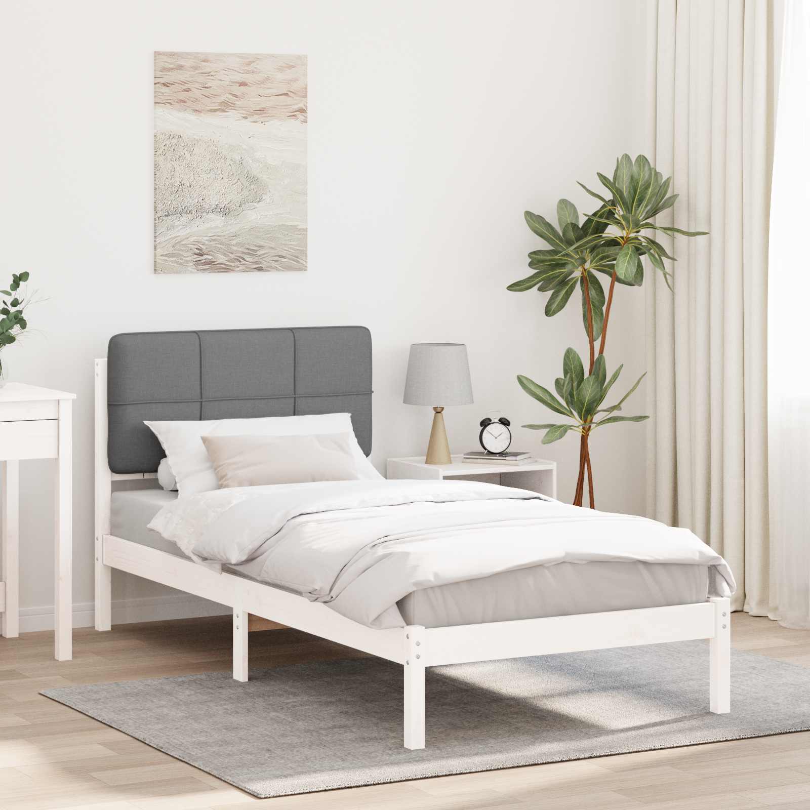 Bettgestell mit gepolstertem Kopfteil Hellgrau 100 x 200 cm