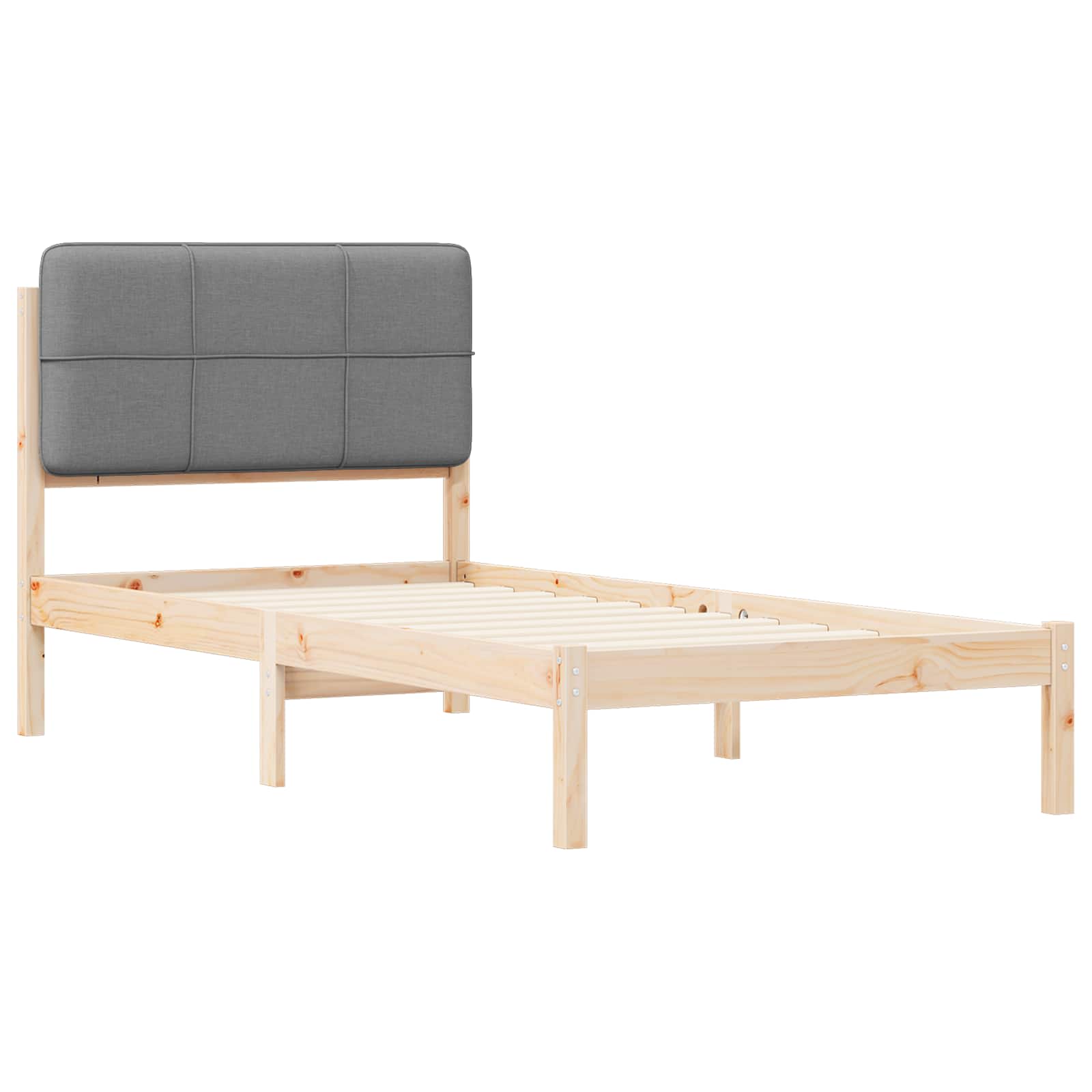 Bettgestell mit gepolstertem Kopfteil Hellgrau 90 x 200 cm