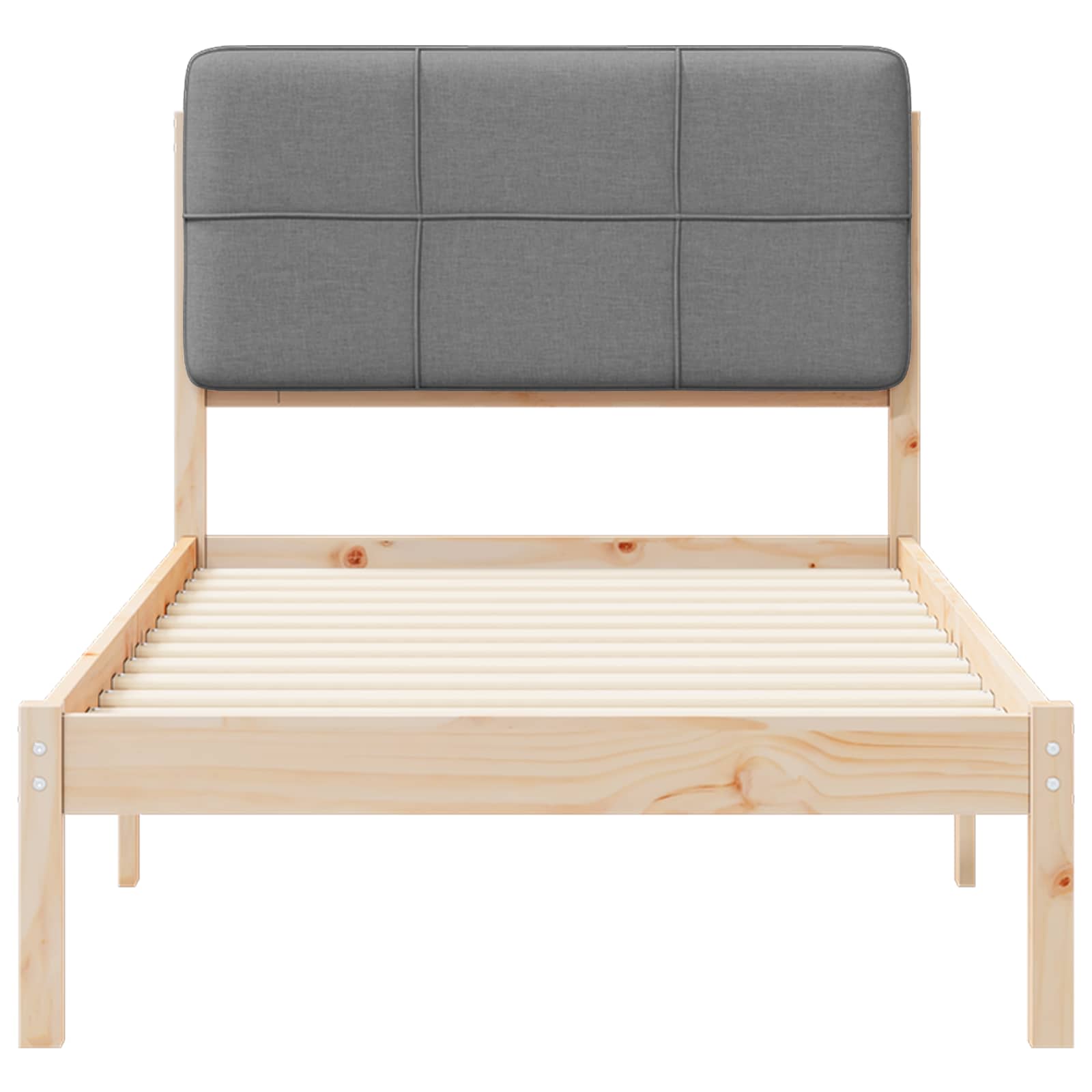 Bettgestell mit gepolstertem Kopfteil Hellgrau 90 x 200 cm