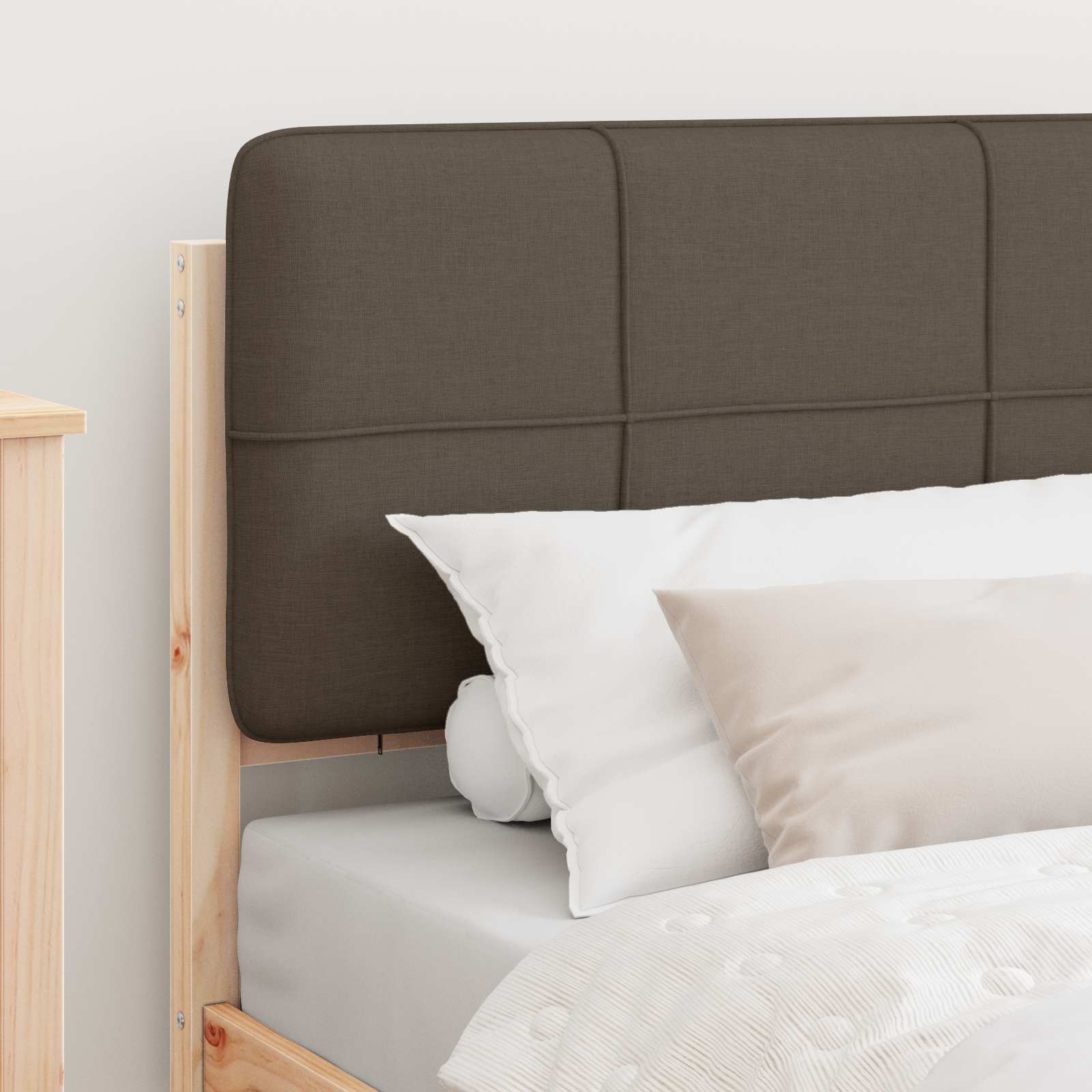 Bettgestell mit gepolstertem Kopfteil Taupe 90 x 200 cm