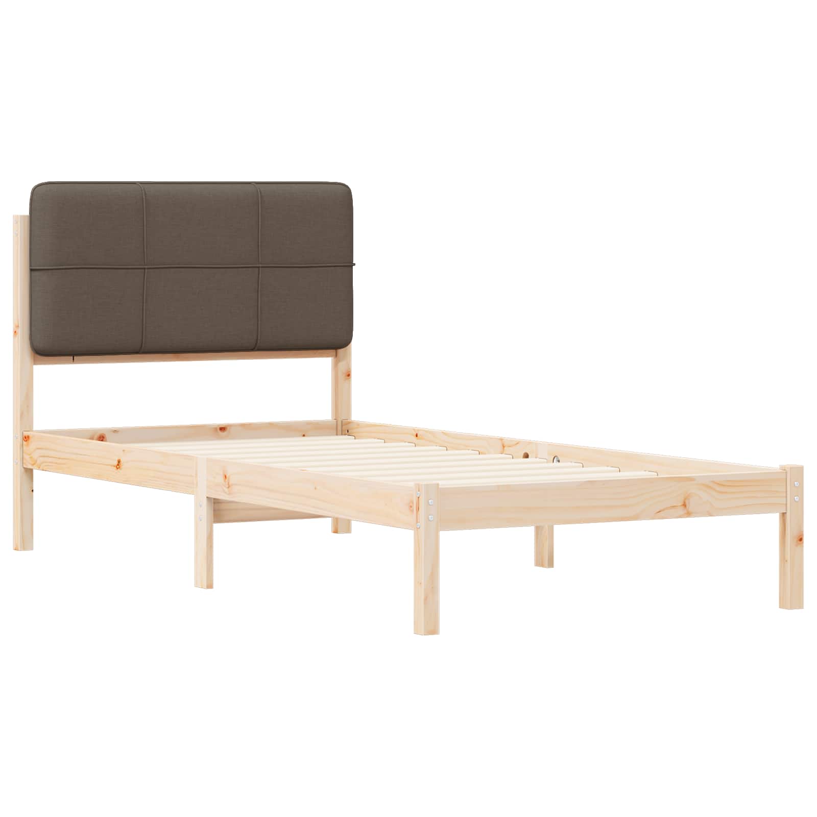 Bettgestell mit gepolstertem Kopfteil Taupe 90 x 200 cm