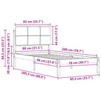 Bettgestell mit gepolstertem Kopfteil Hellgrau 80 x 200 cm