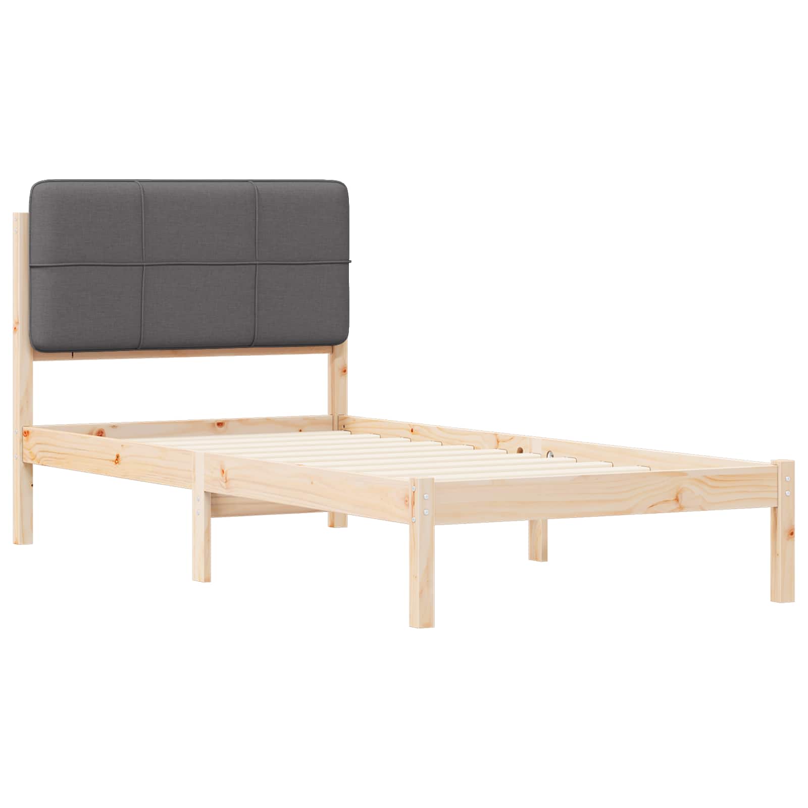 Bettgestell mit gepolstertem Kopfteil Dunkelgrau 90 x 190 cm
