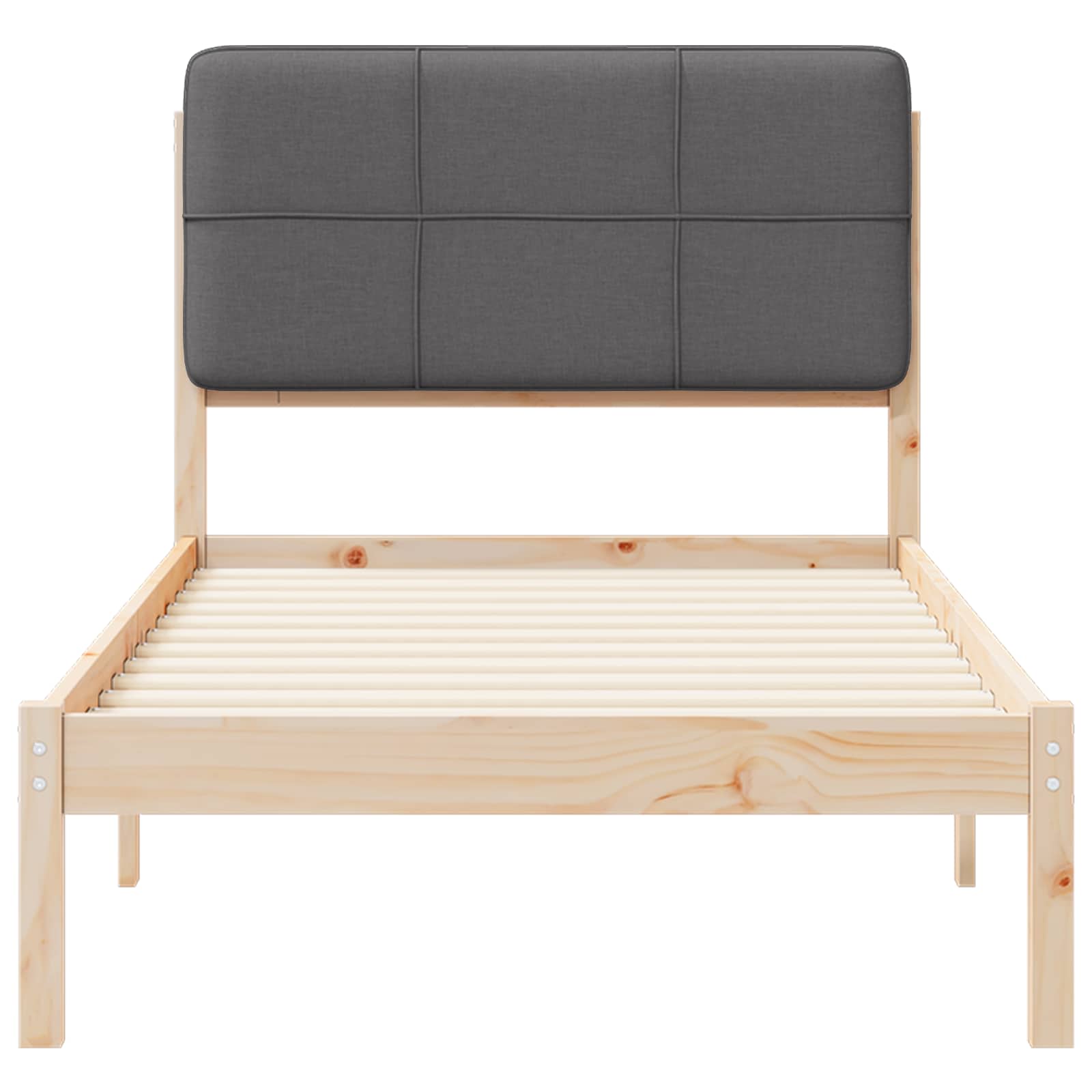 Bettgestell mit gepolstertem Kopfteil Dunkelgrau 75 x 190 cm