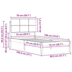 Bettgestell mit gepolstertem Kopfteil Taupe 75 x 190 cm