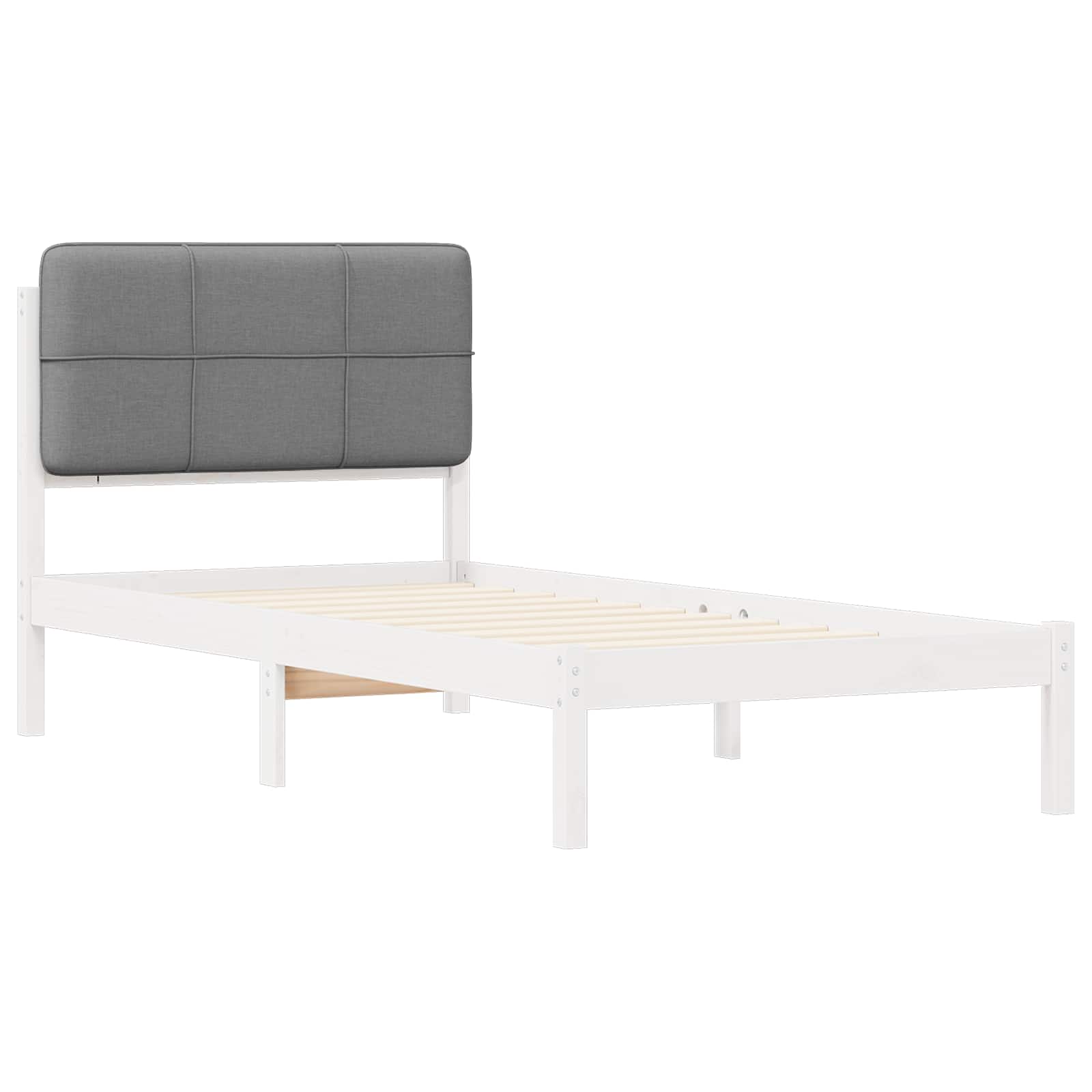 Bettgestell mit gepolstertem Kopfteil Hellgrau 75 x 190 cm
