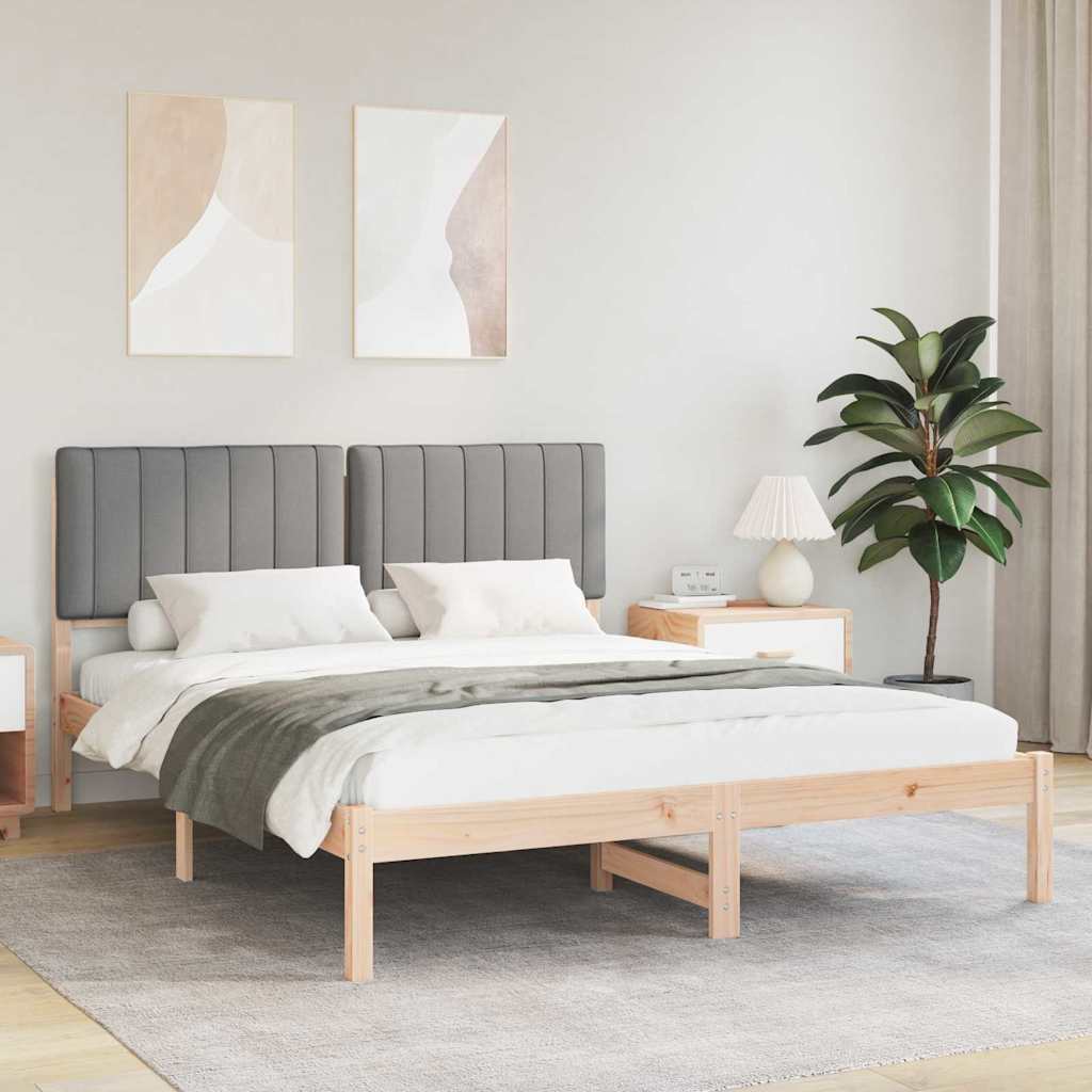 Bettgestell mit gepolstertem Kopfteil Hellgrau 150 x 200 cm