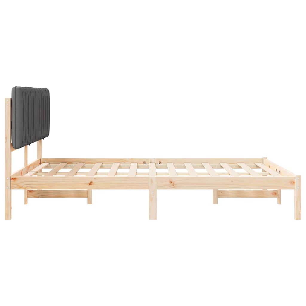Bettgestell mit gepolstertem Kopfteil Dunkelgrau 150 x 200 cm