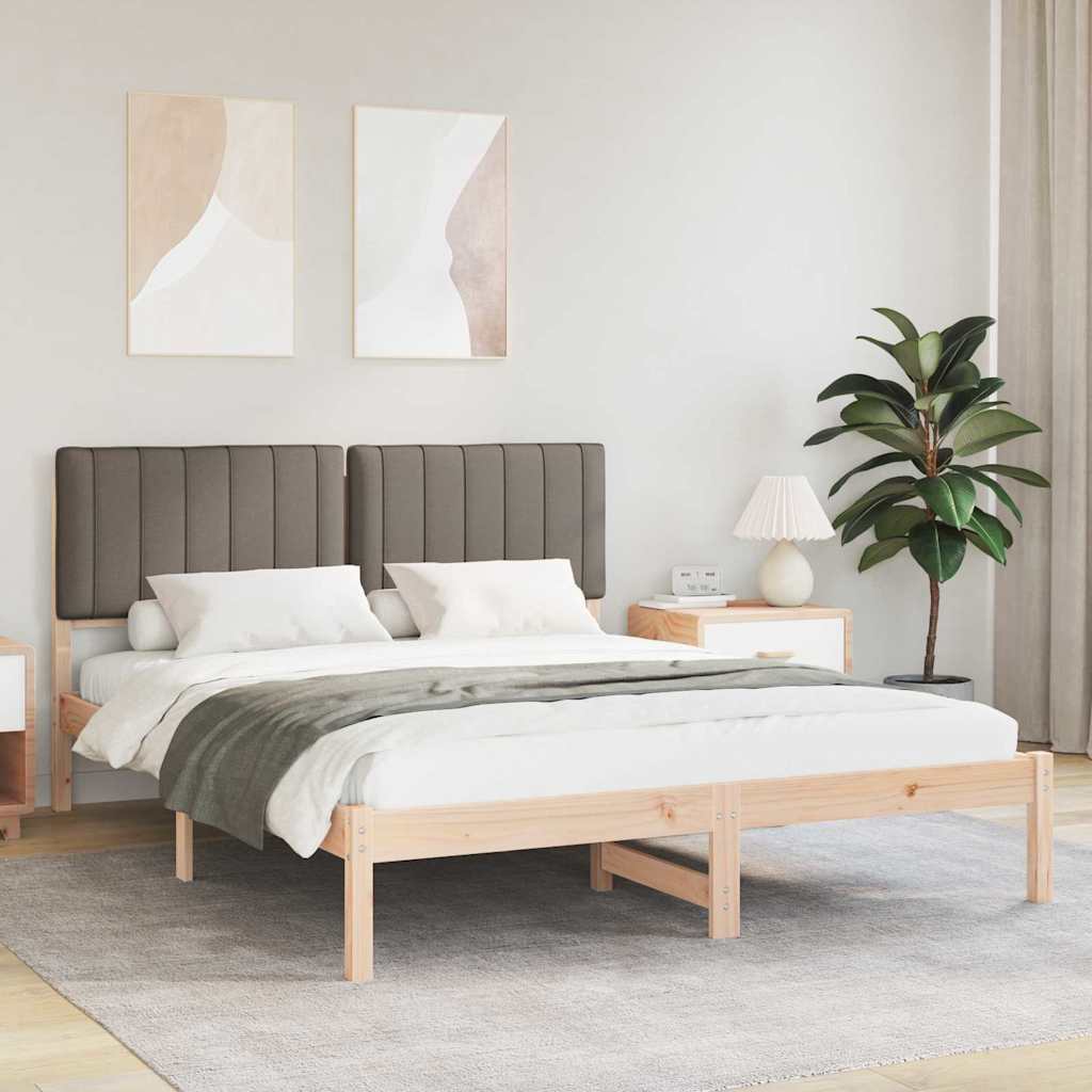 Bettgestell mit gepolstertem Kopfteil Taupe 150 x 200 cm