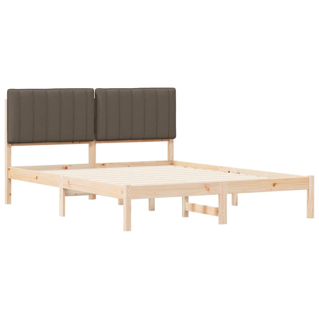 Bettgestell mit gepolstertem Kopfteil Taupe 150 x 200 cm