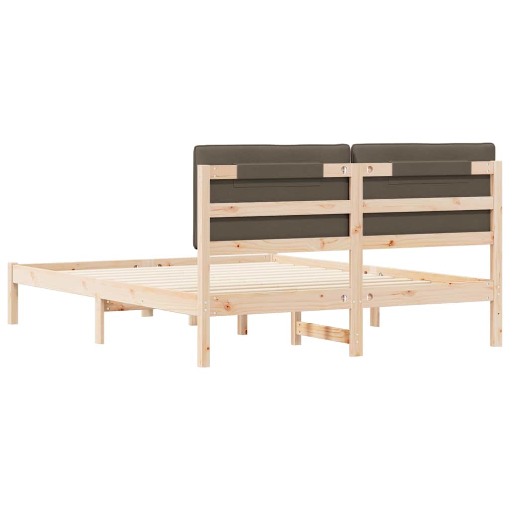 Bettgestell mit gepolstertem Kopfteil Taupe 150 x 200 cm